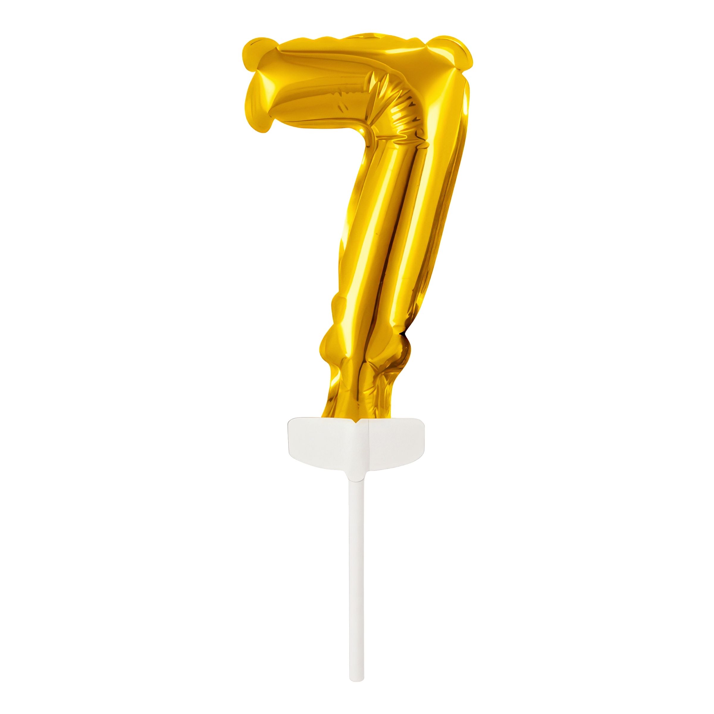 Läs mer om Tårtdekoration Sifferballong Mini Guld - Siffra 7