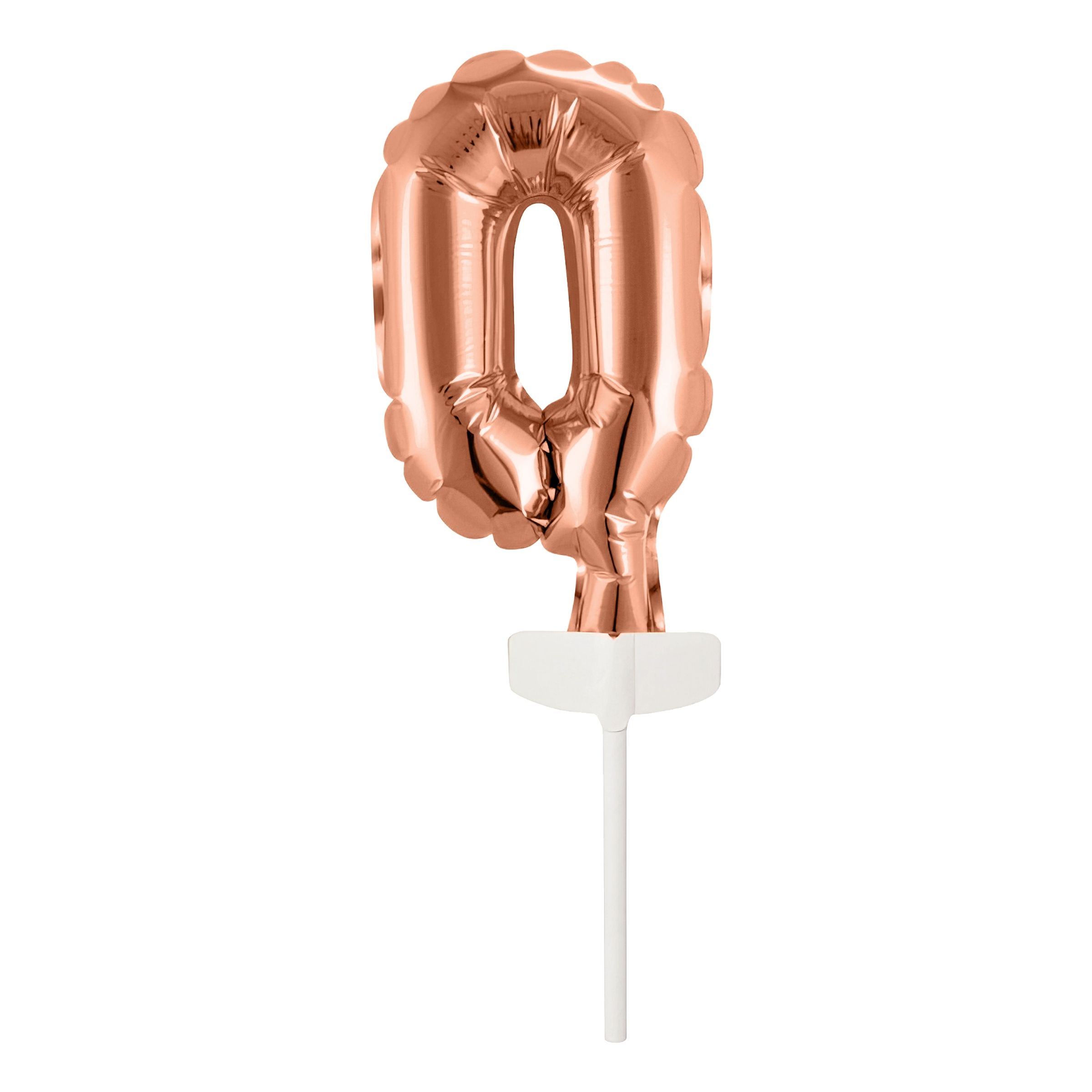 Läs mer om Tårtdekoration Sifferballong Mini Roséguld - Siffra 0
