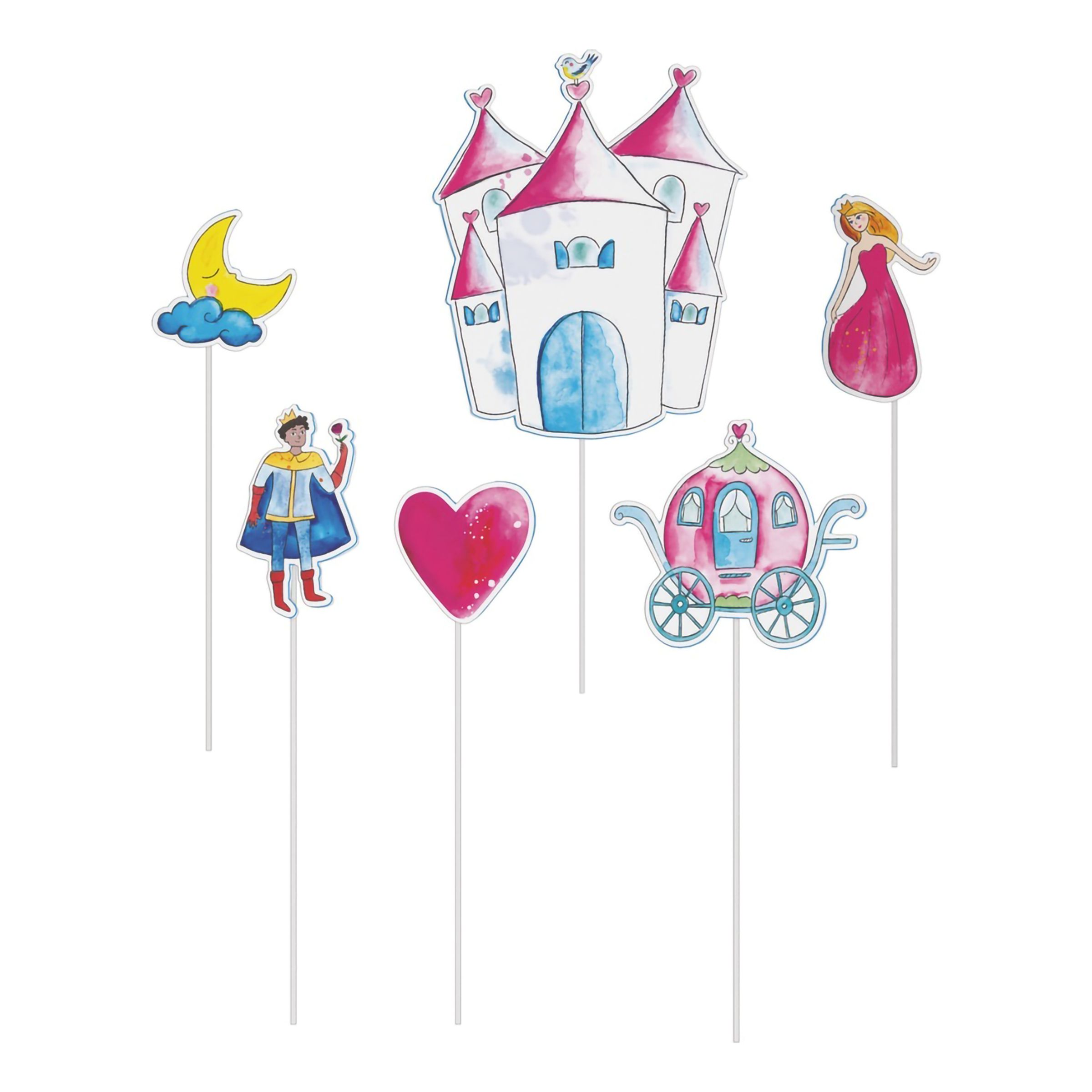 Tårtdekorationer Prinsessa - 6-pack | Hem - Festartiklar - Festdekoration - Tårtdekorationer | Maskeradspecialisten