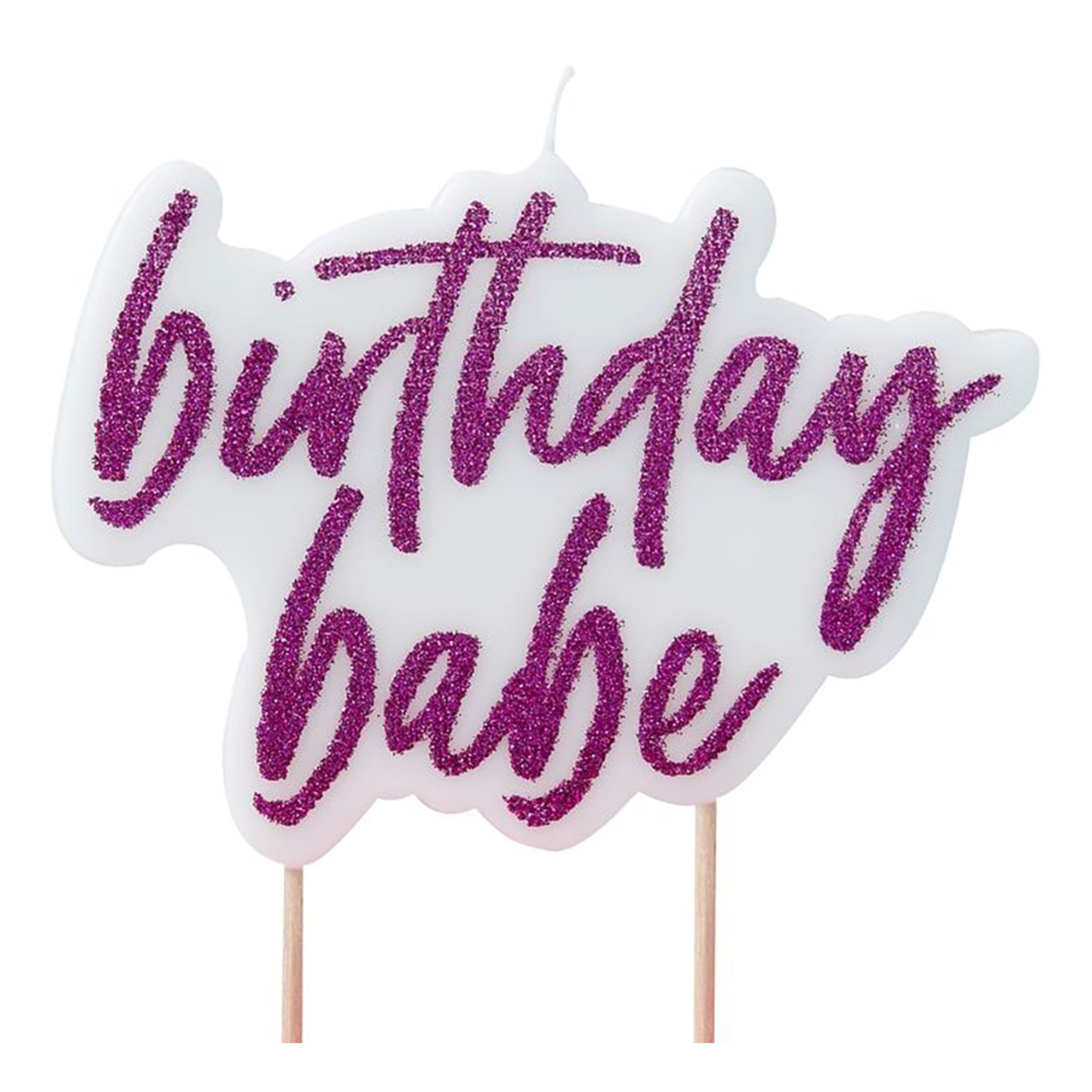 Läs mer om Tårtljus Birthday Babe Hot Pink/Glitter - 1-pack
