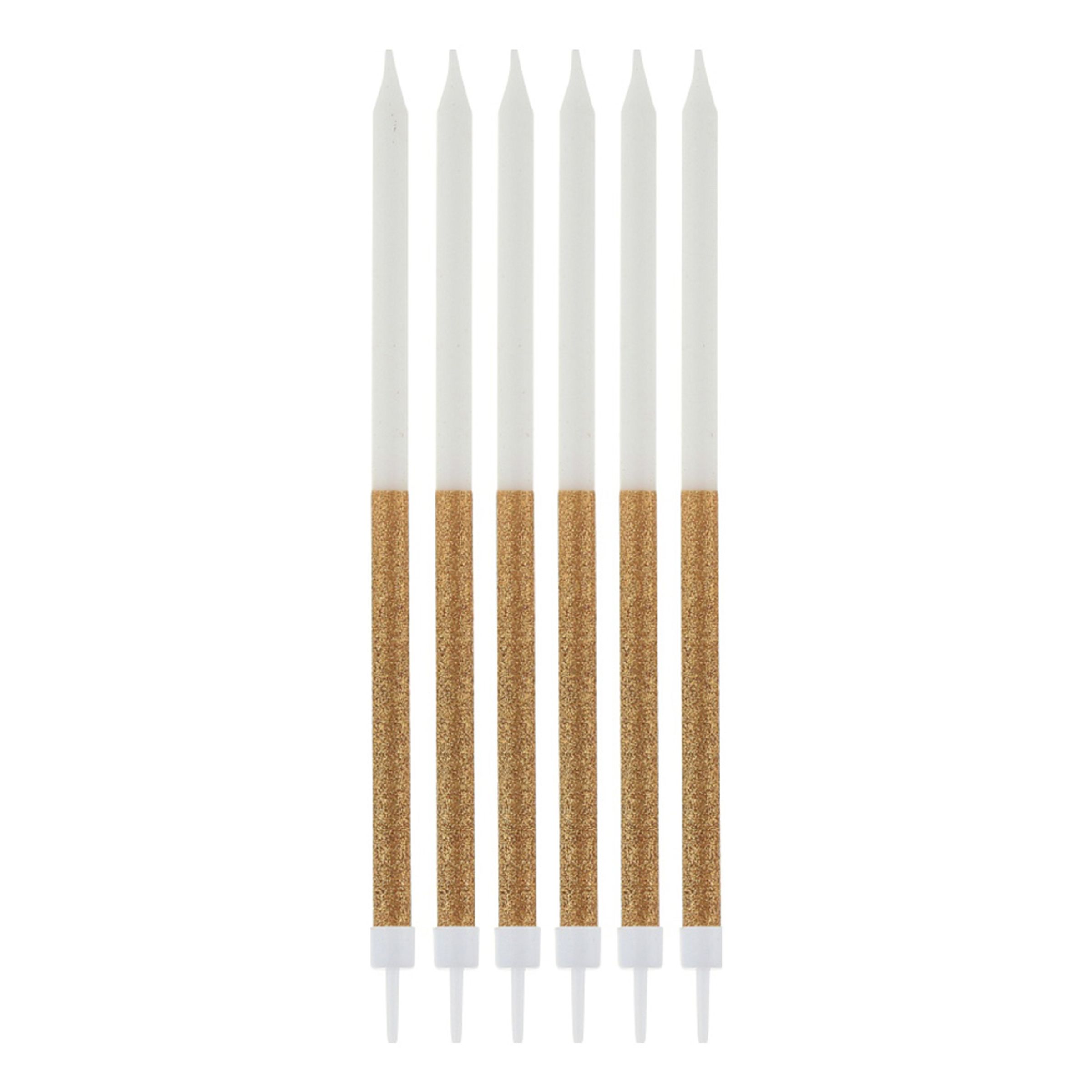 Tårtljus Glitter Guld/Vit - 16-pack
