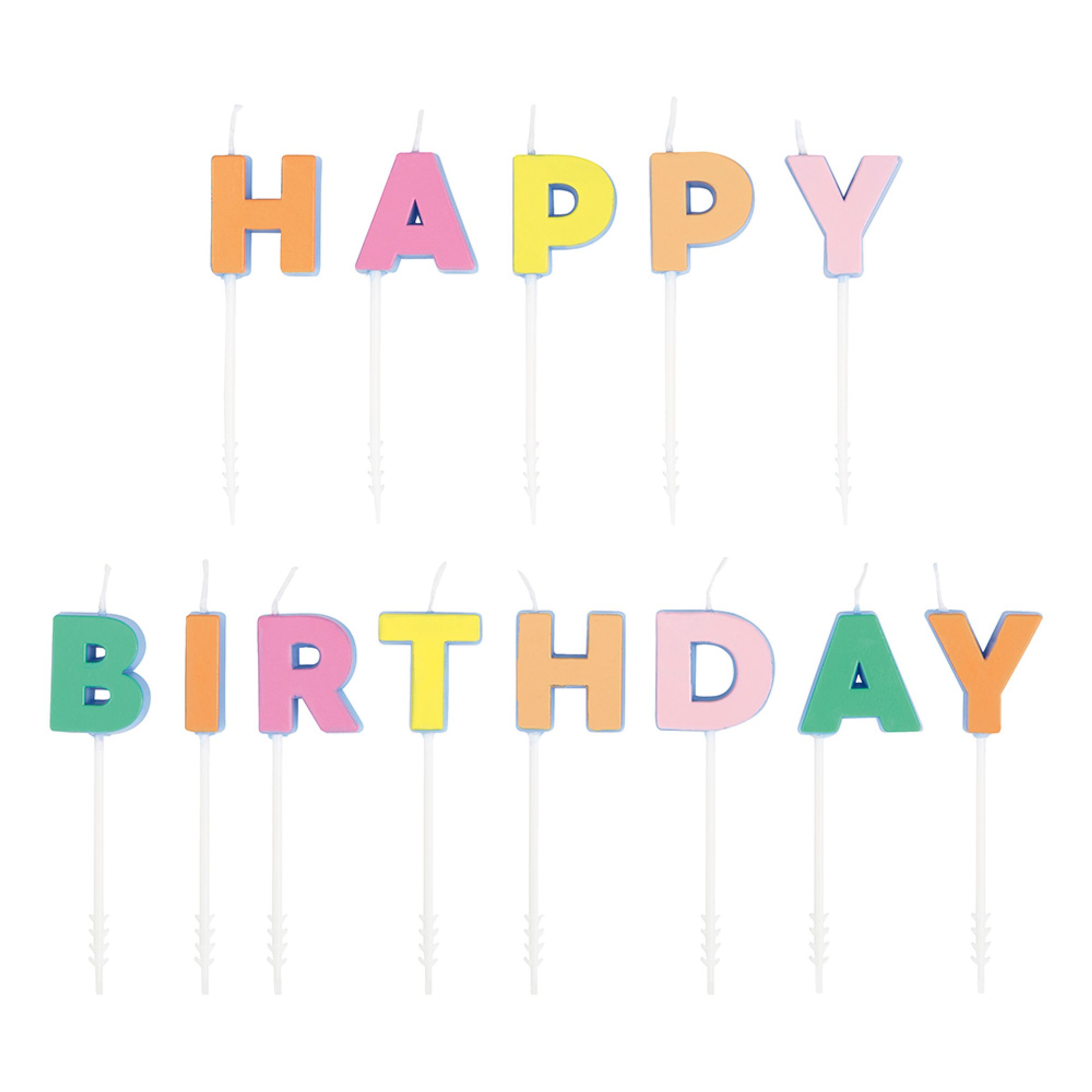 Kagelys Happy Birthday Pastel - 13-pak