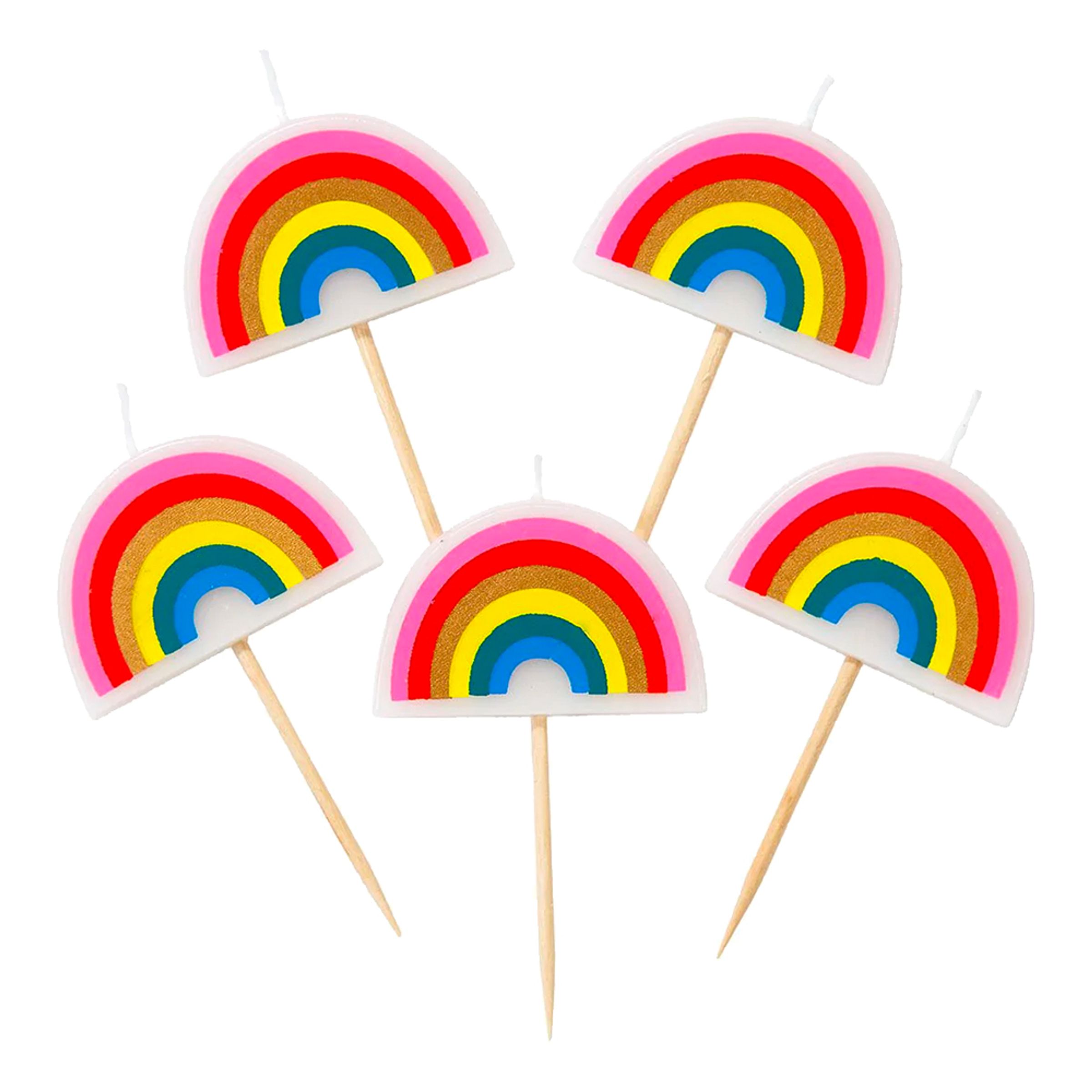 Läs mer om Tårtljus Rainbow Brights - 5-pack