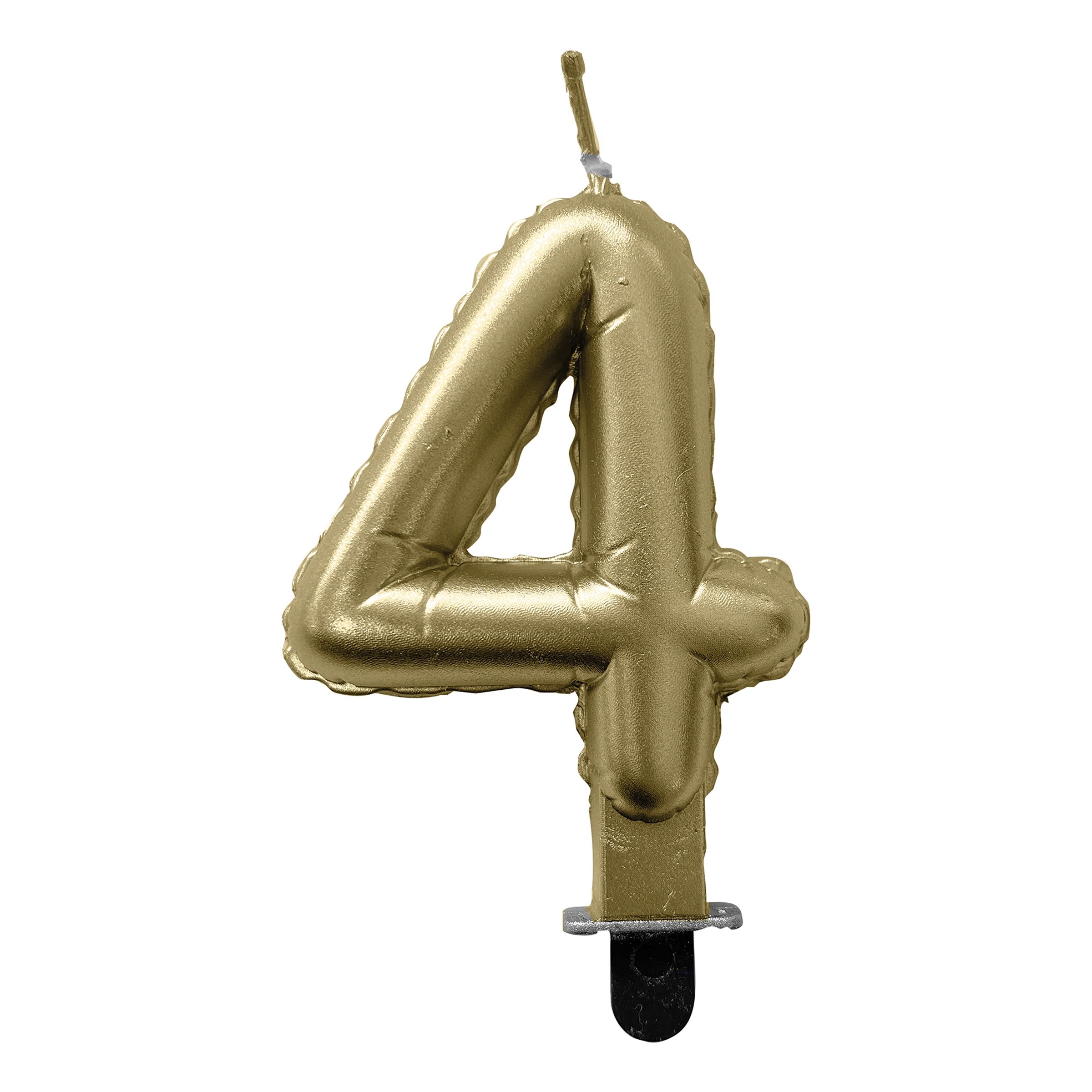Läs mer om Tårtljus Sifferballong Guld - Siffra 4