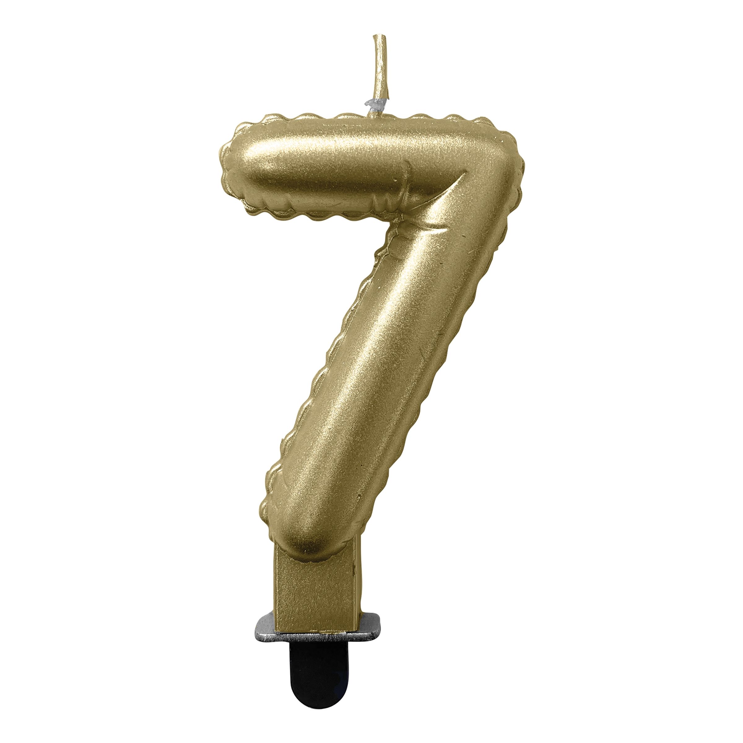 Läs mer om Tårtljus Sifferballong Guld - Siffra 7