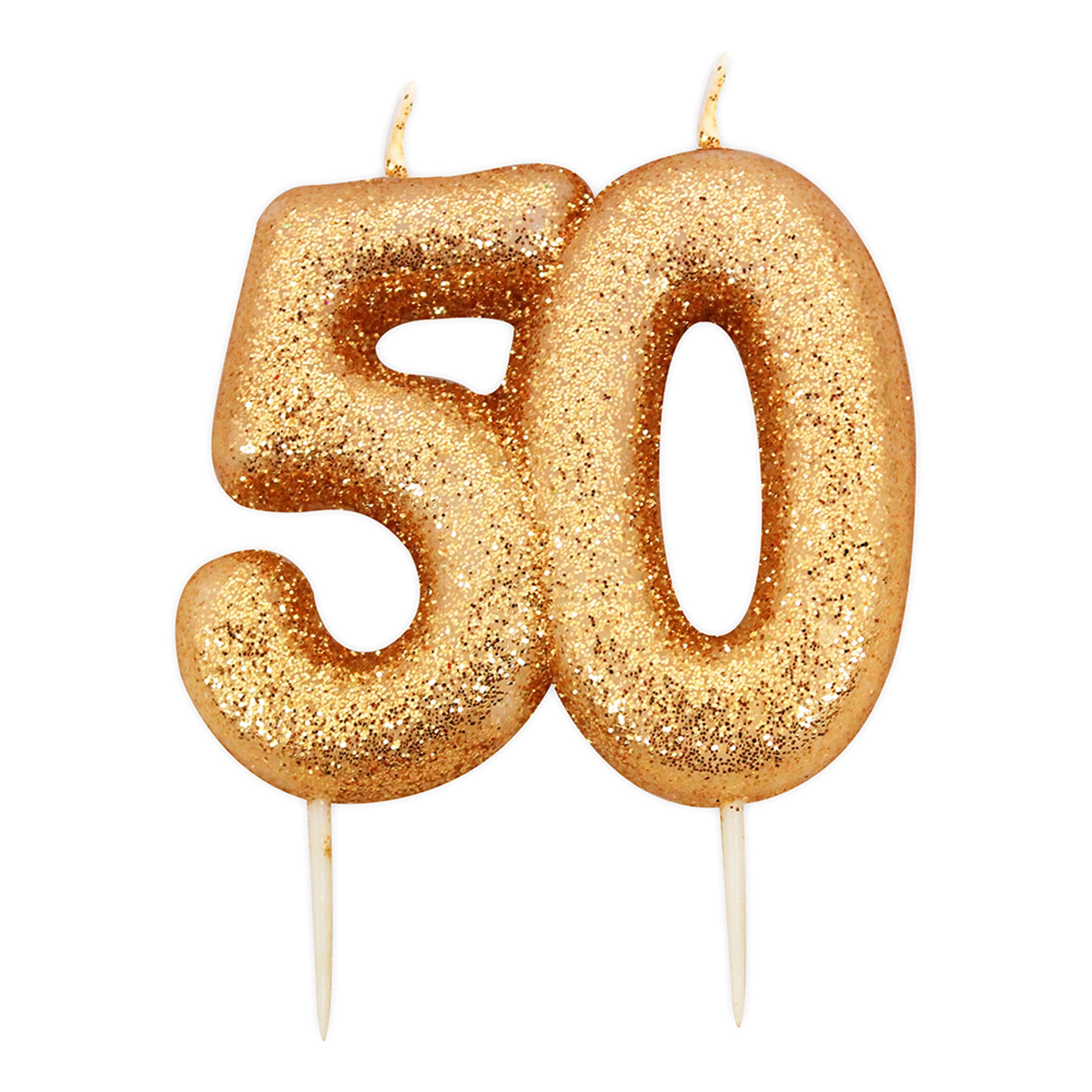 Tårtljus Siffror Guld Glitter - 50 År