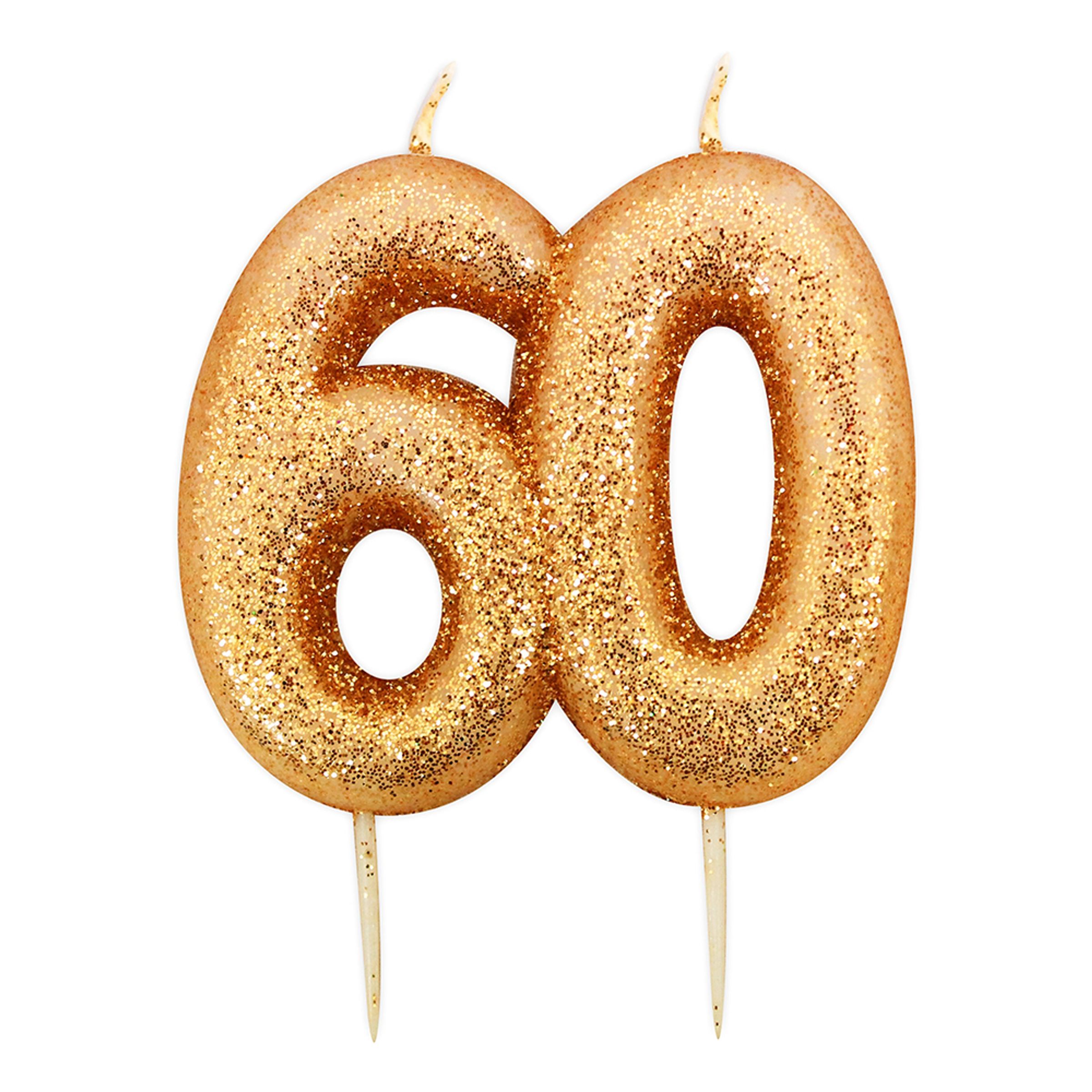 Tårtljus Siffror Guld Glitter - 60 År
