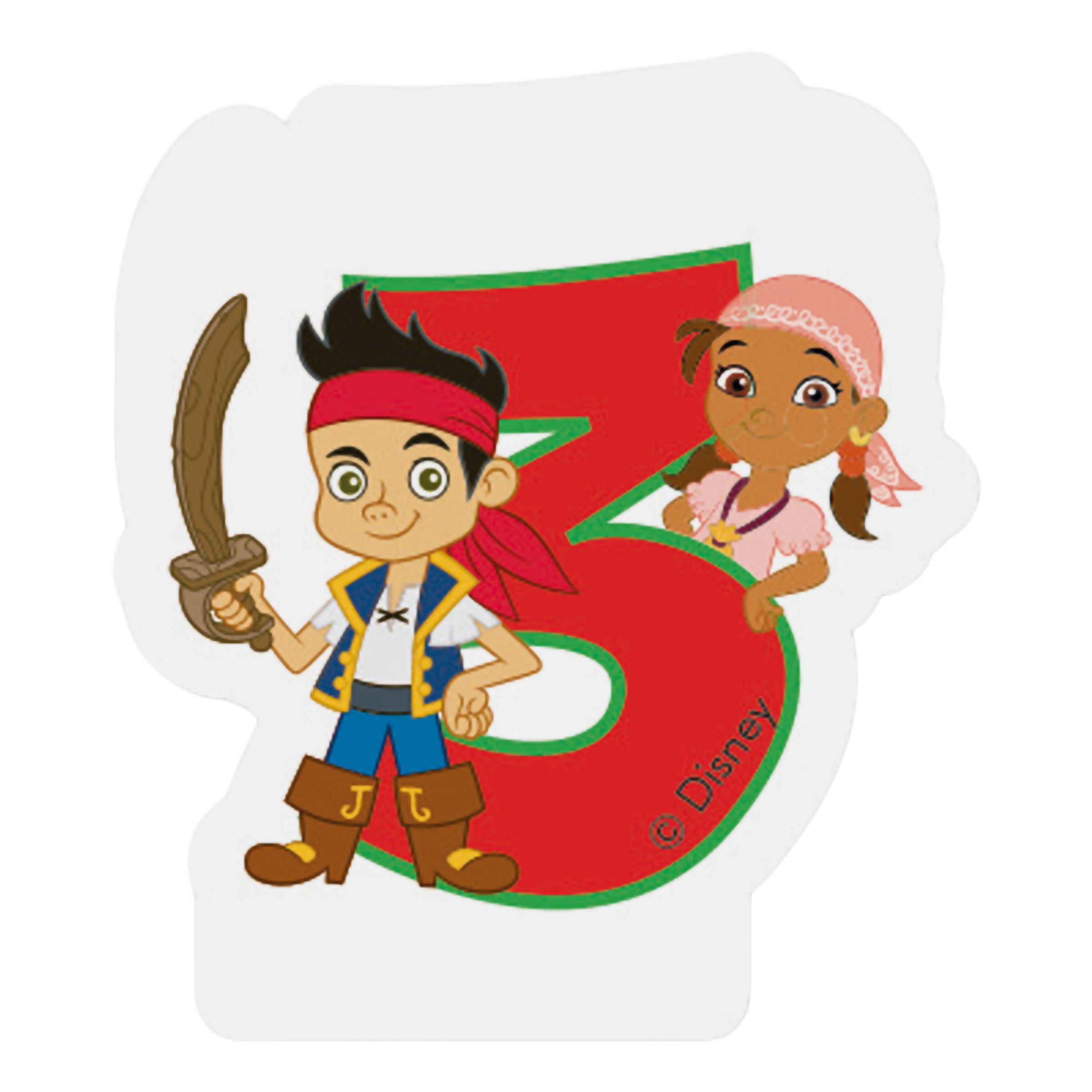 Tårtljus Siffra 3 Captain Jake | Hem - Teman - Varumärken - Jake och Piraterna | Maskeradspecialisten
