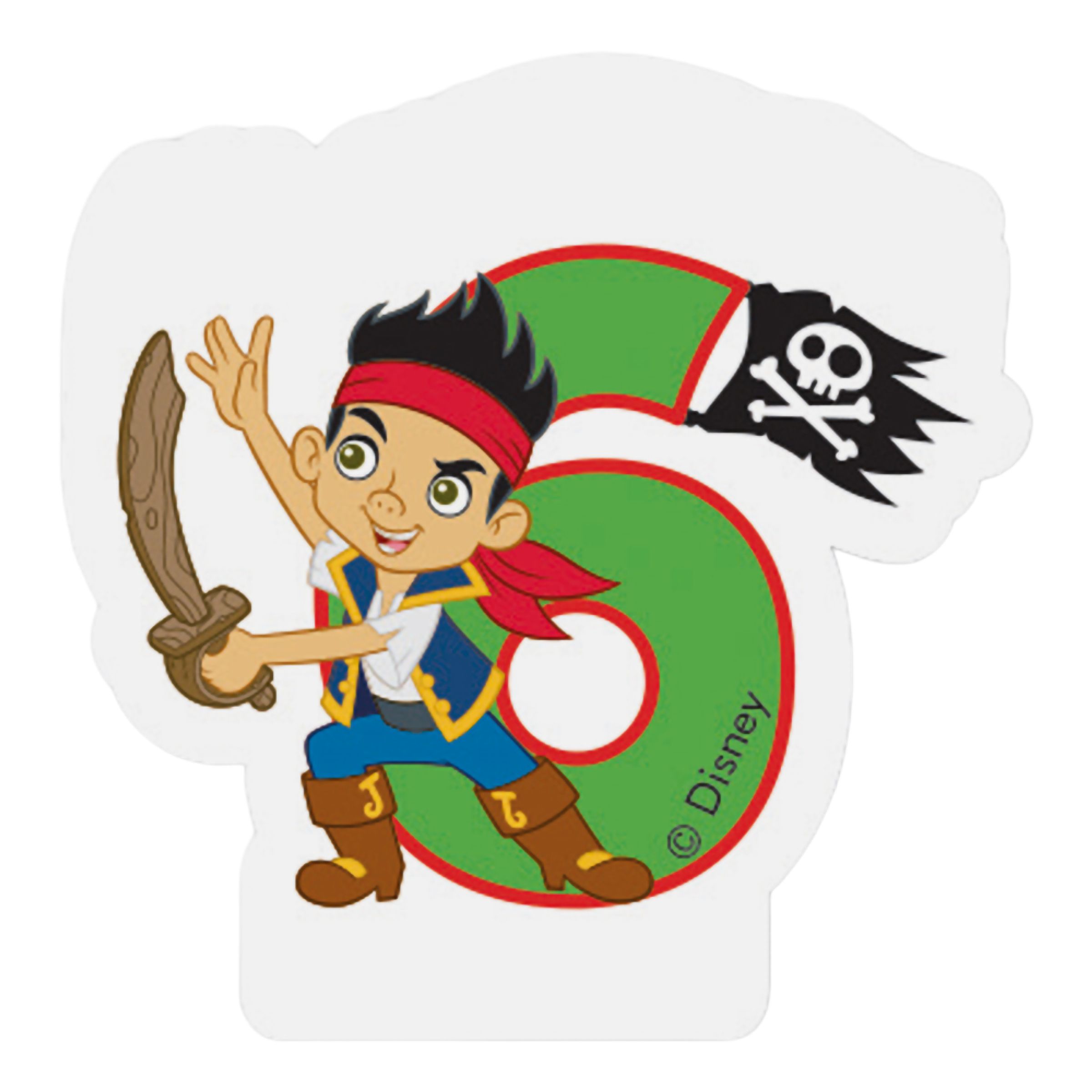 Tårtljus Siffra 6 Captain Jake | Hem - Teman - Varumärken - Jake och Piraterna | Maskeradspecialisten
