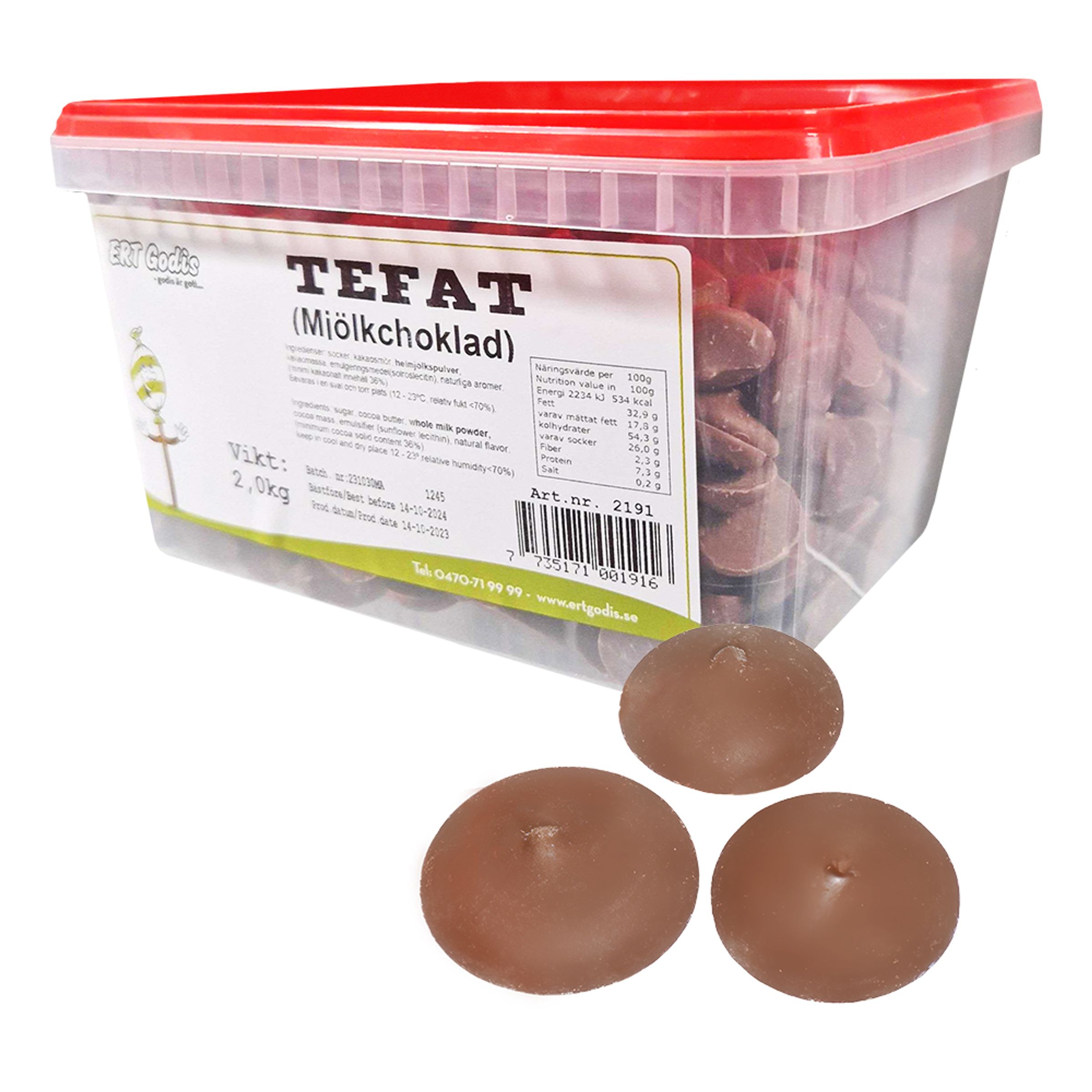 Tefat Mjölkchoklad Storpack - 2 kg