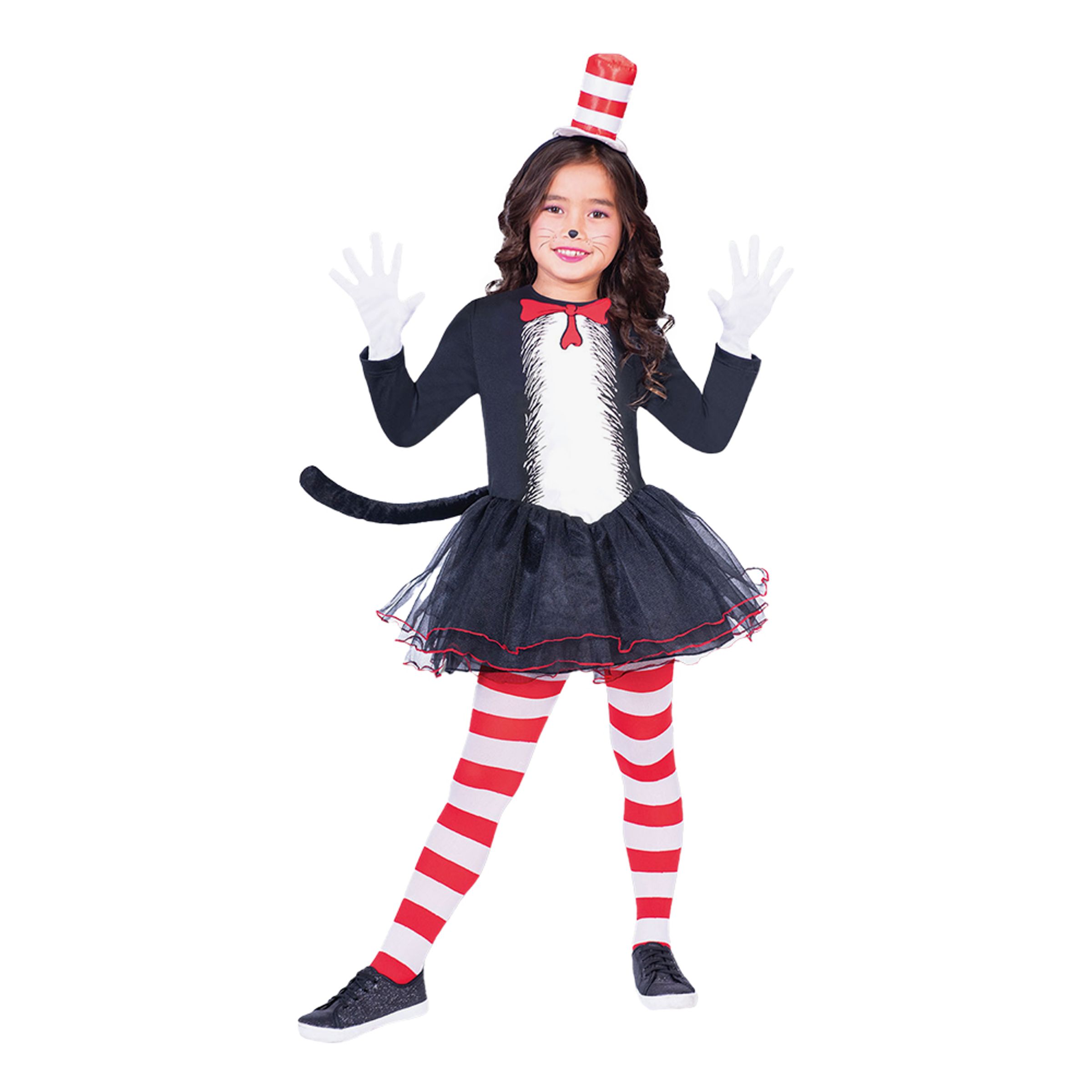 Läs mer om The Cat in the Hat Klänning Barn Maskeraddräkt - Medium