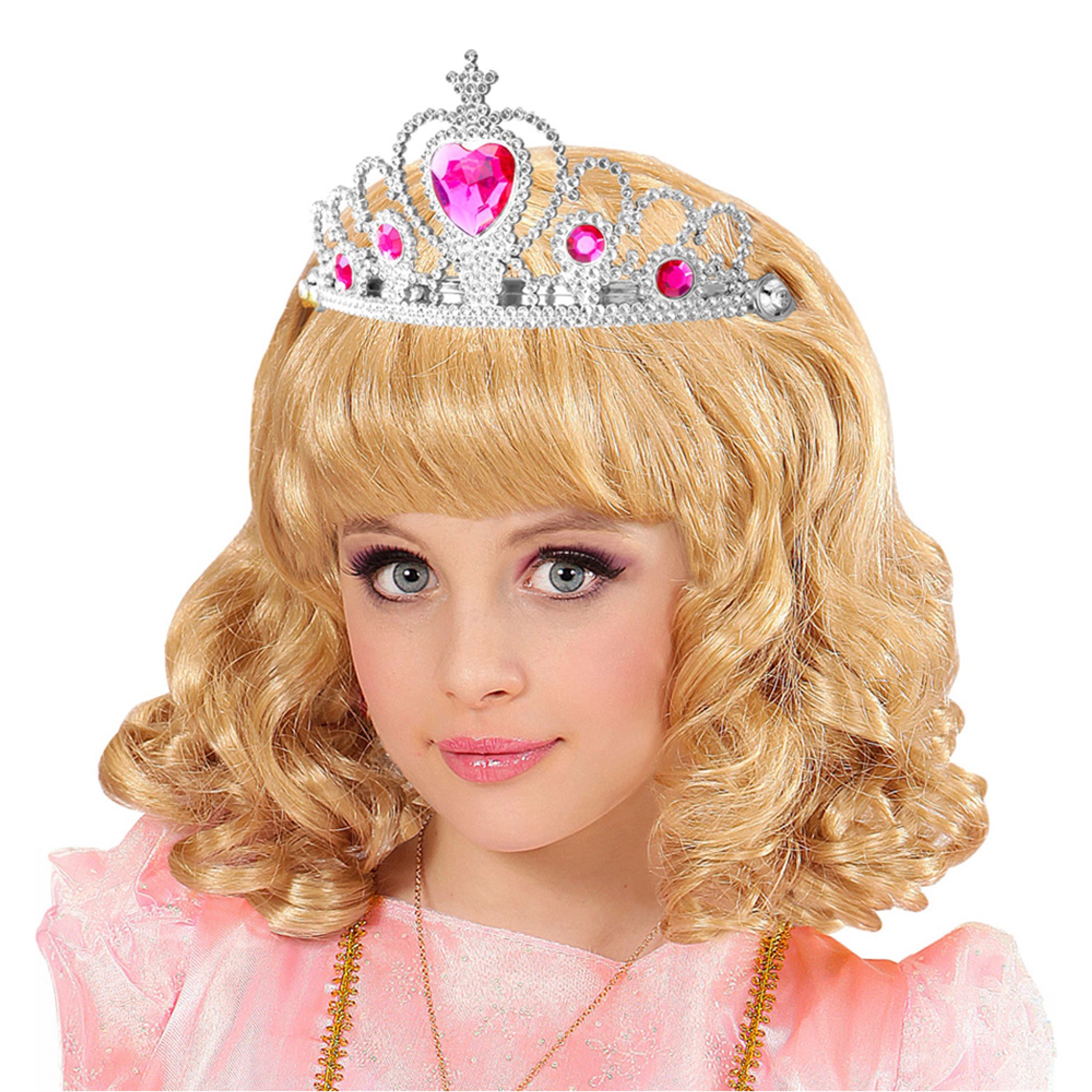 Tiara Silver med Rosa Stenar - One size