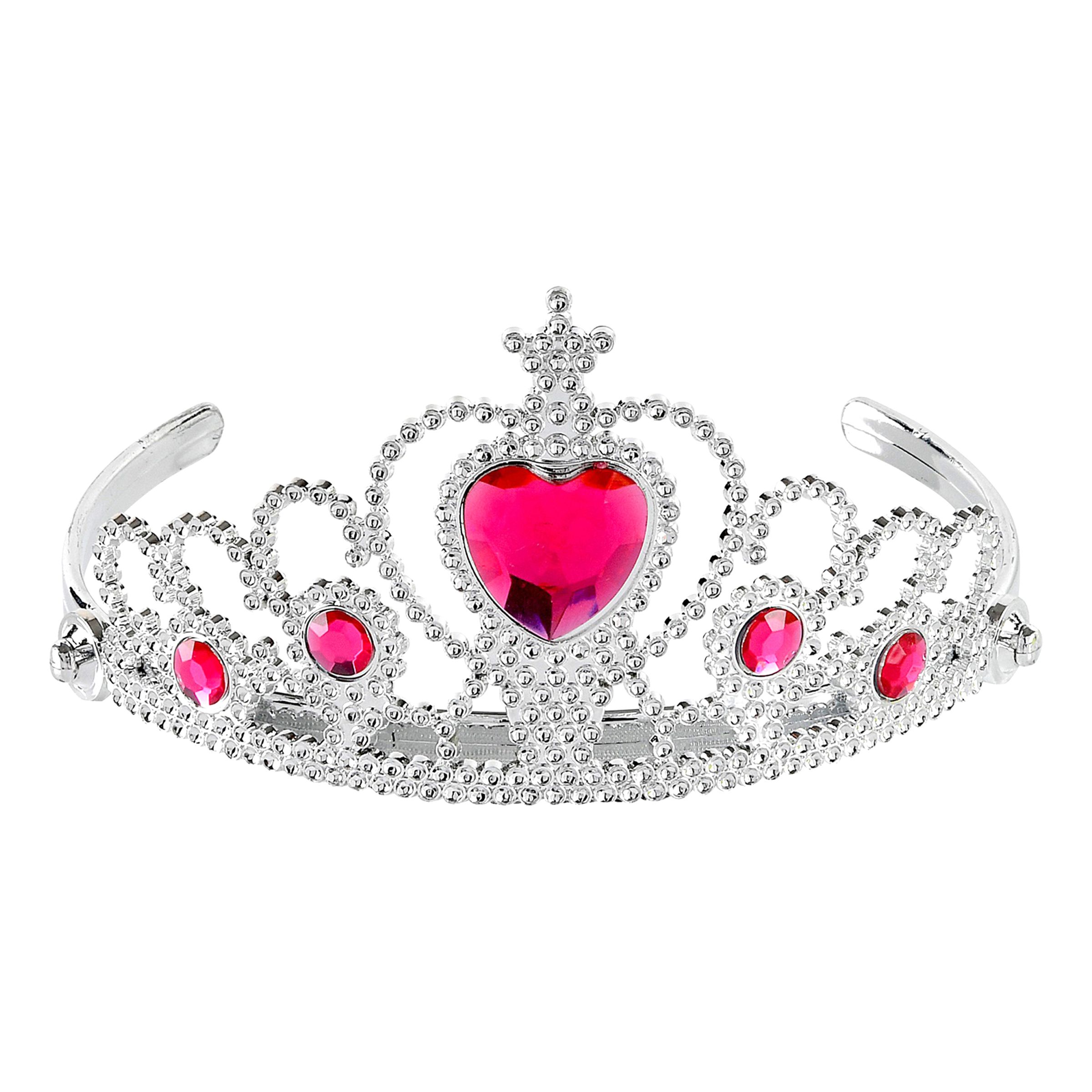 Tiara Silver med Rosa Stenar - One size | Hem - Maskerad - Tillbehör - Maskeradaccessoarer | Pryloteket