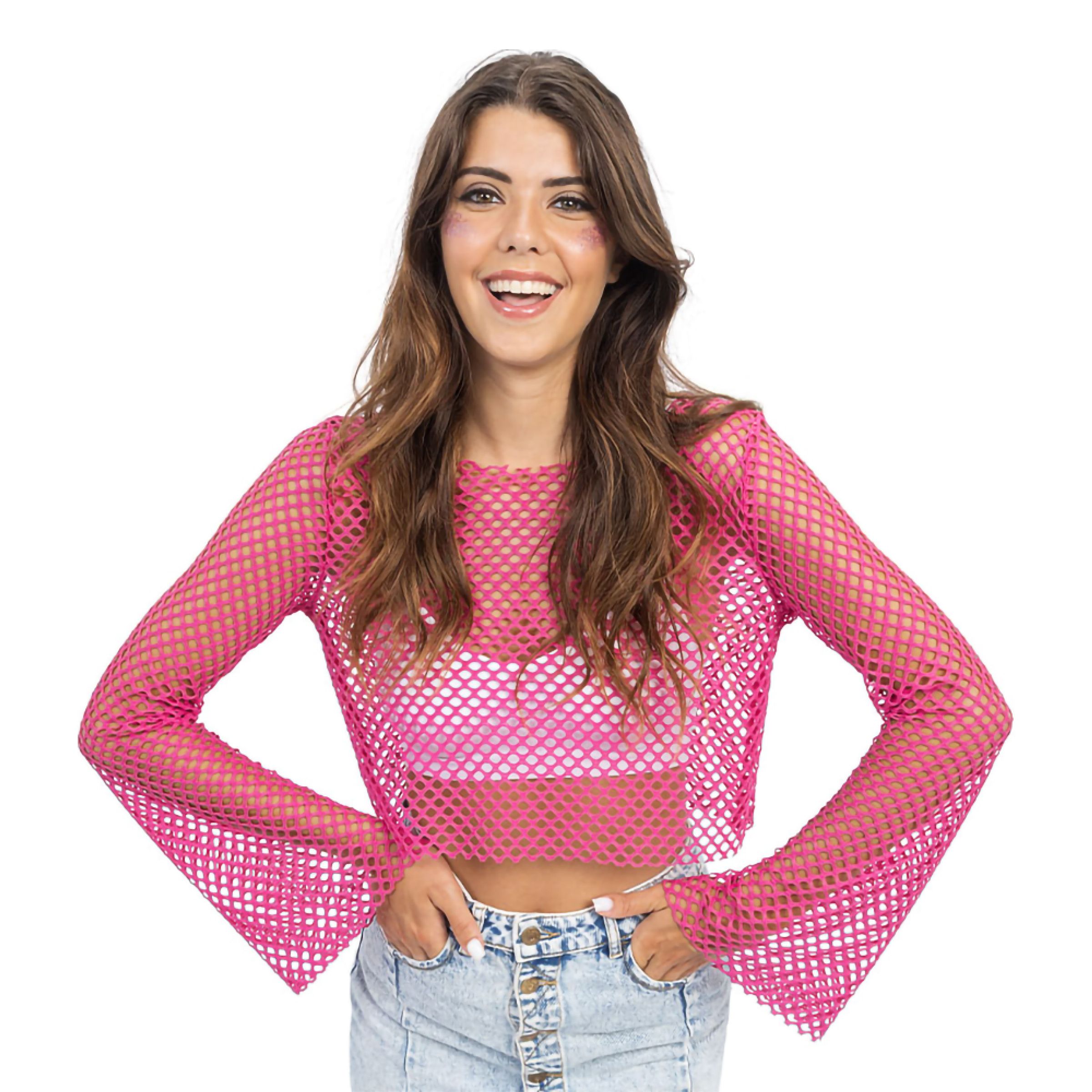 Tröja Fisknät Rosa - Small/Medium | Hem - Maskerad - Maskeraddräkter - 80-Tals Kläder | Maskeradspecialisten