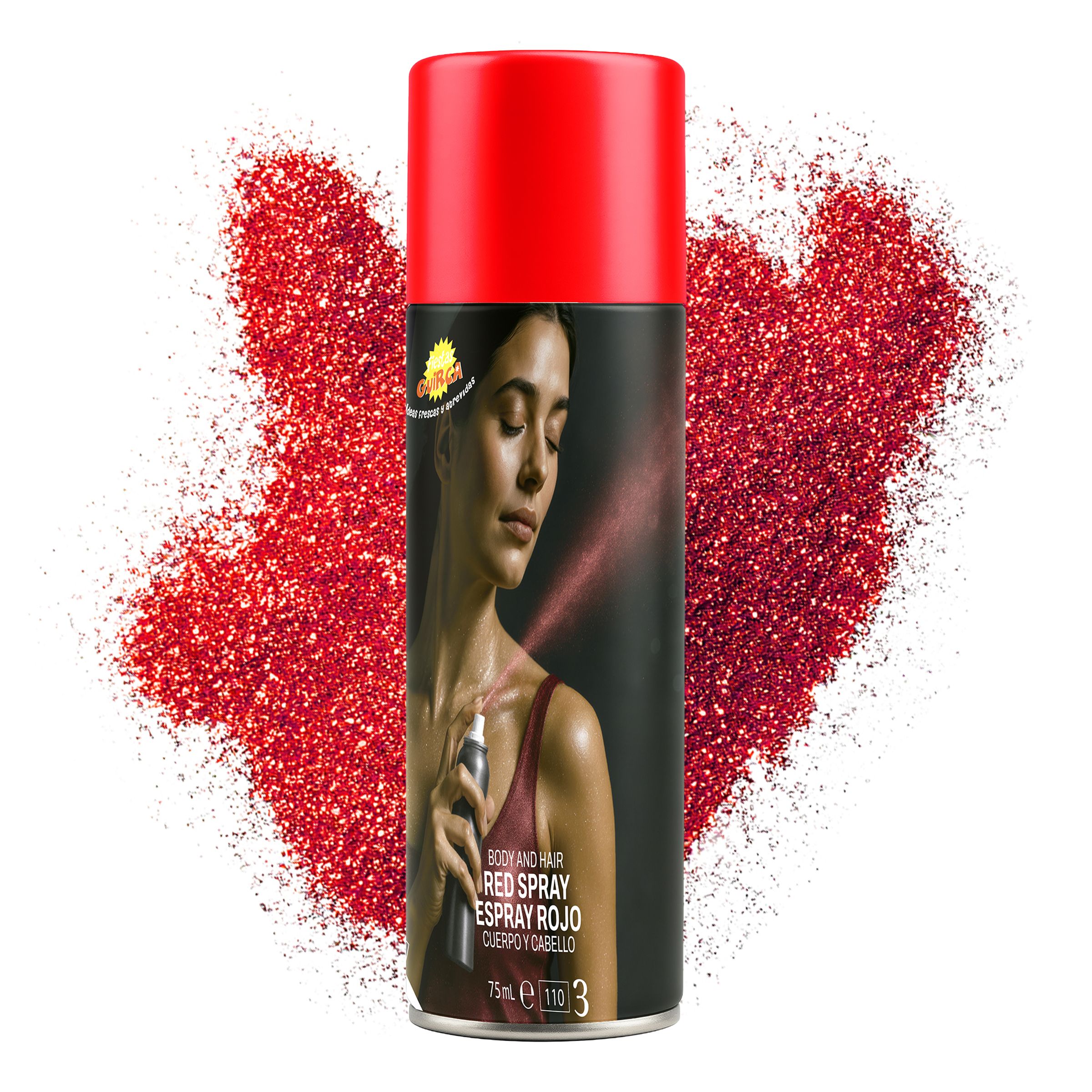 Glitter Kroppsfärg Spray - Röd | Hem - Maskerad - Smink - Hårfärg | Party Outlet