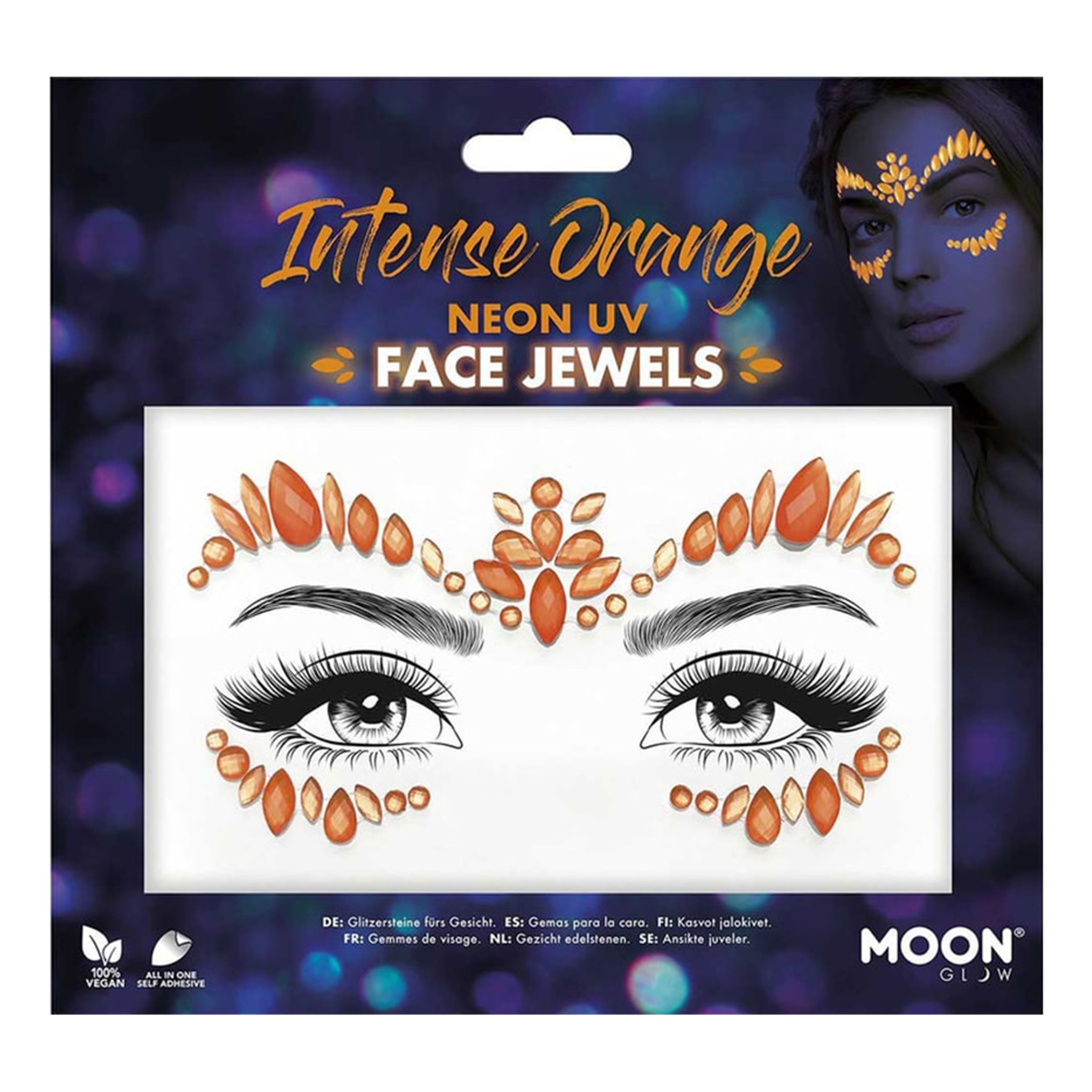 UV Neon Face Jewels Intense Orange