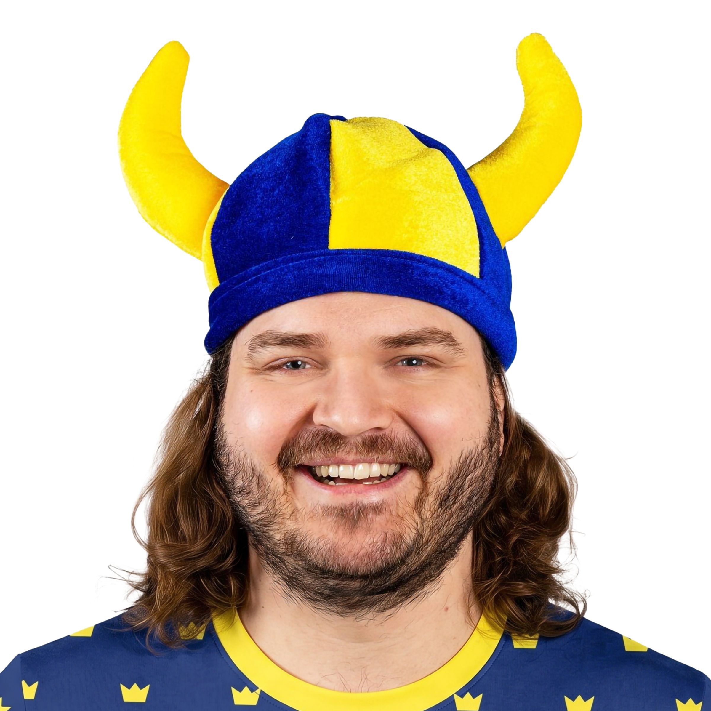 Vikingahjälm Blå/Gul - One size