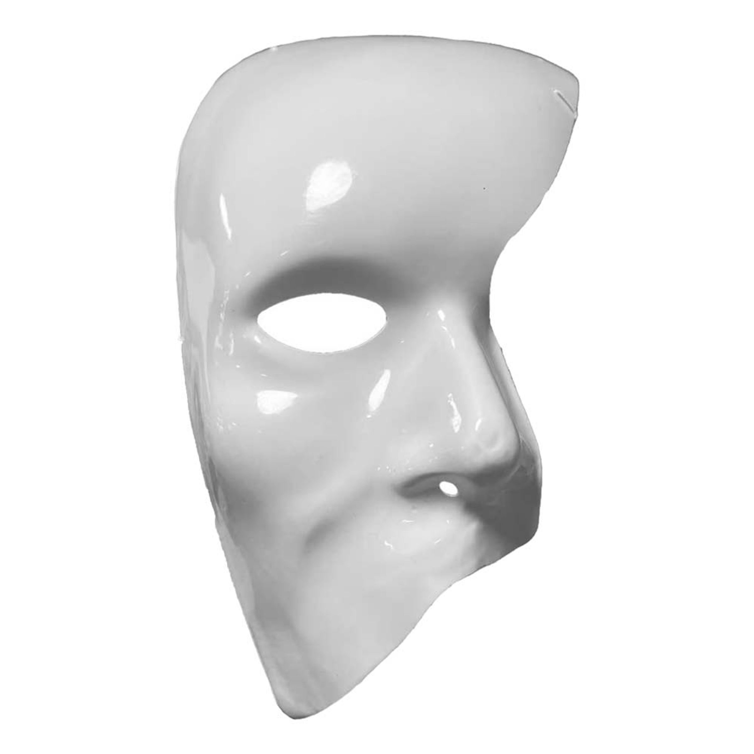 Läs mer om Vit Phantom Halvmask - One size