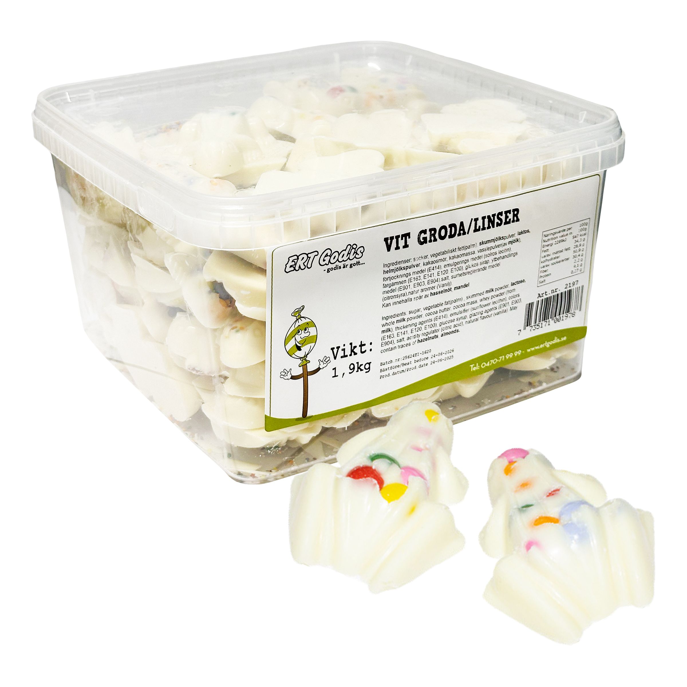 Hvide Frøer/Linser Økonomipakke - 1,9 kg