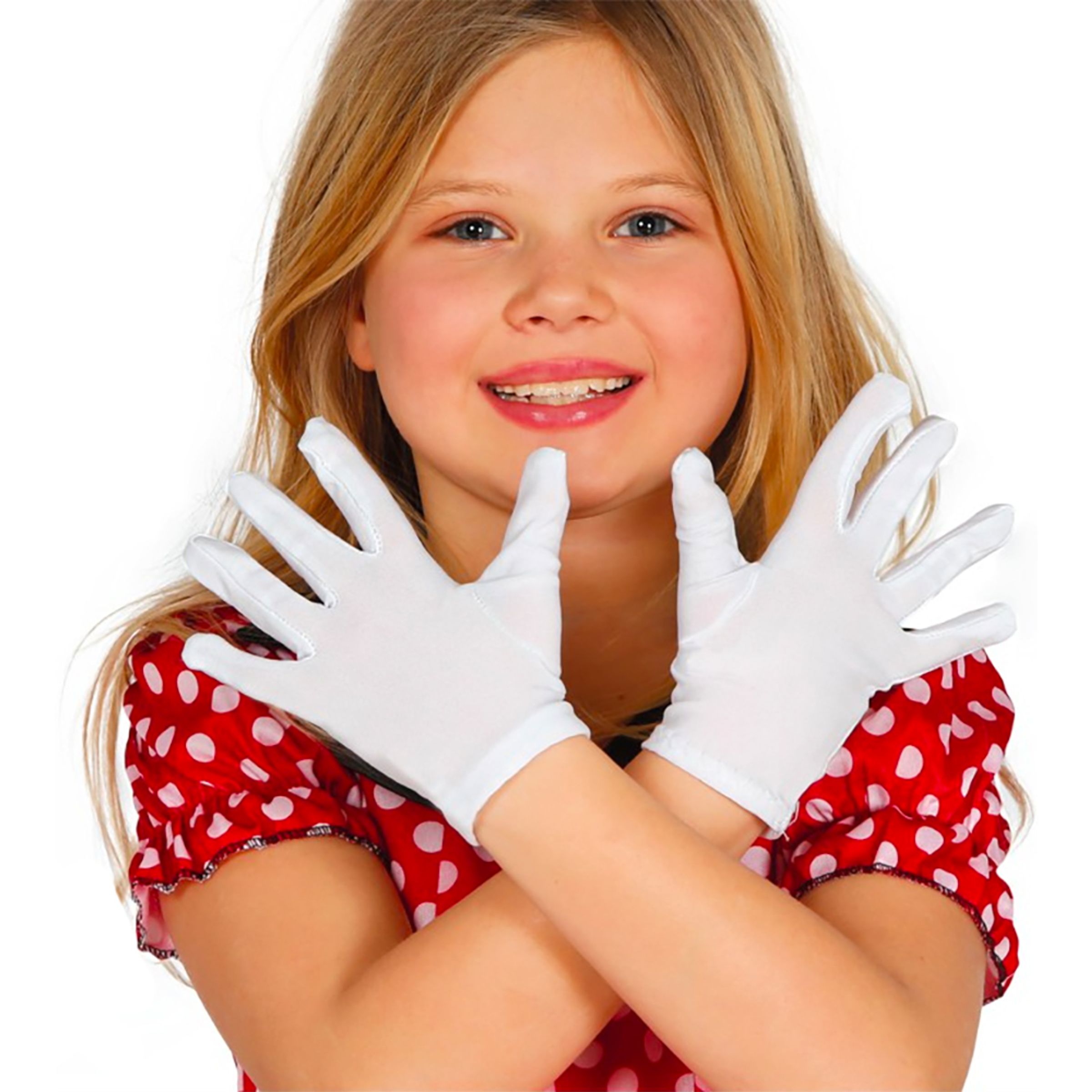 Läs mer om Vita handskar för Barn - One size