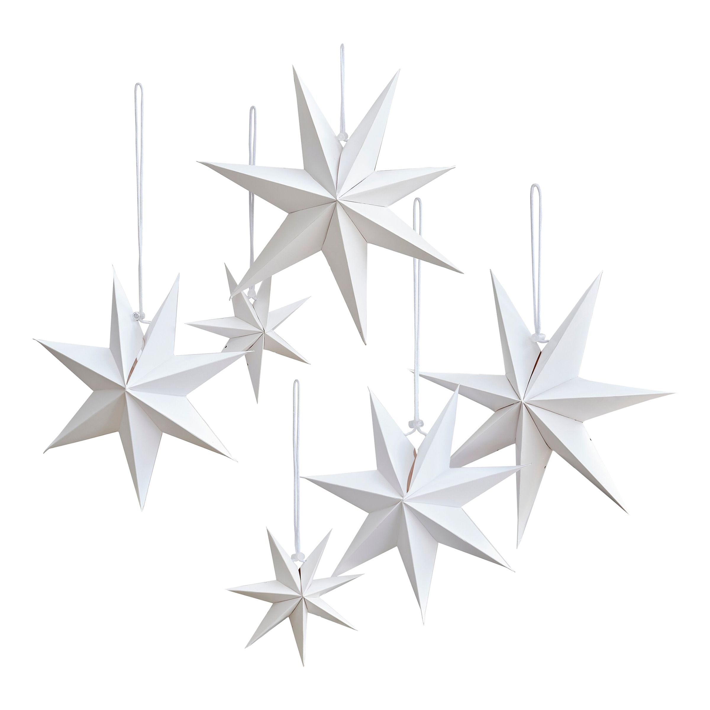 Läs mer om Vita Julstjärnor Hängande Dekoration - 6-pack