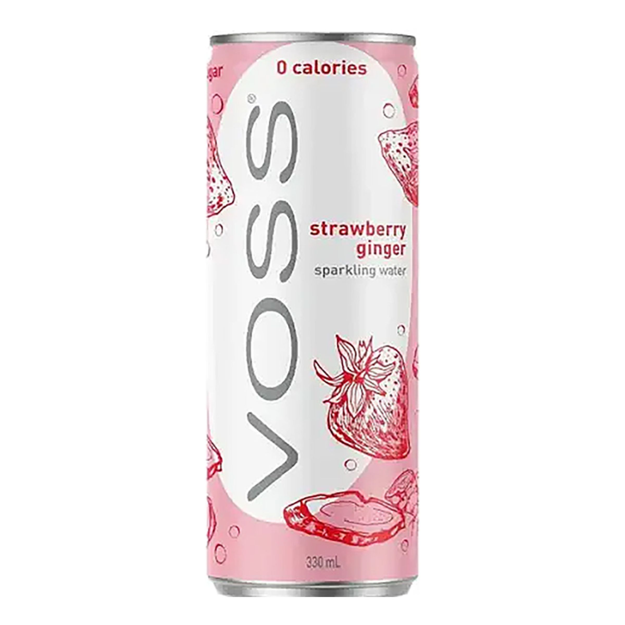 Voss Kolsyrat Vatten Strawberry Ginger - 330 ml | Hem - Godis & Läsk - Dryck - Mineralvatten | Maskeradspecialisten