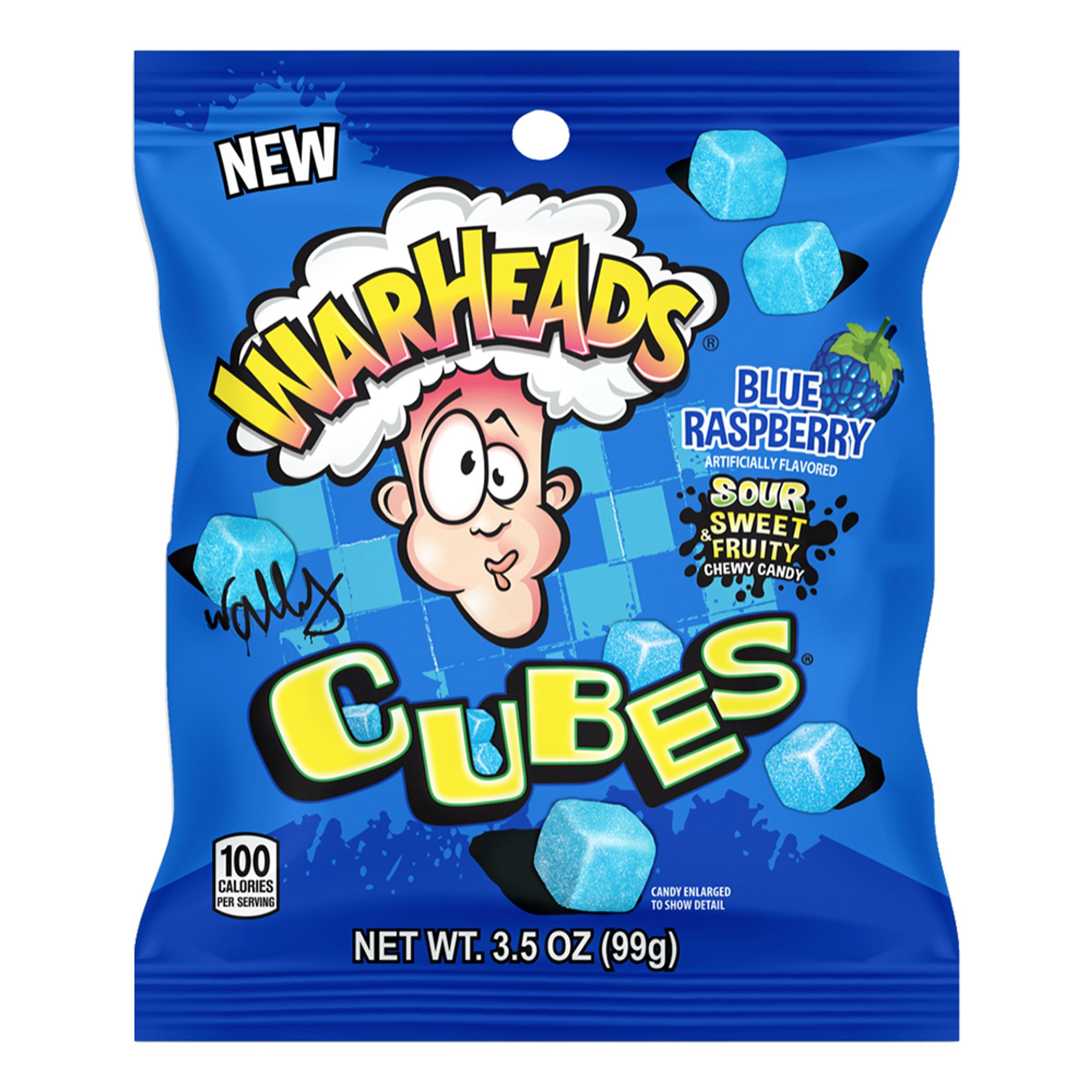 Läs mer om Warheads Blue Raspberry Cubes - 99 gram
