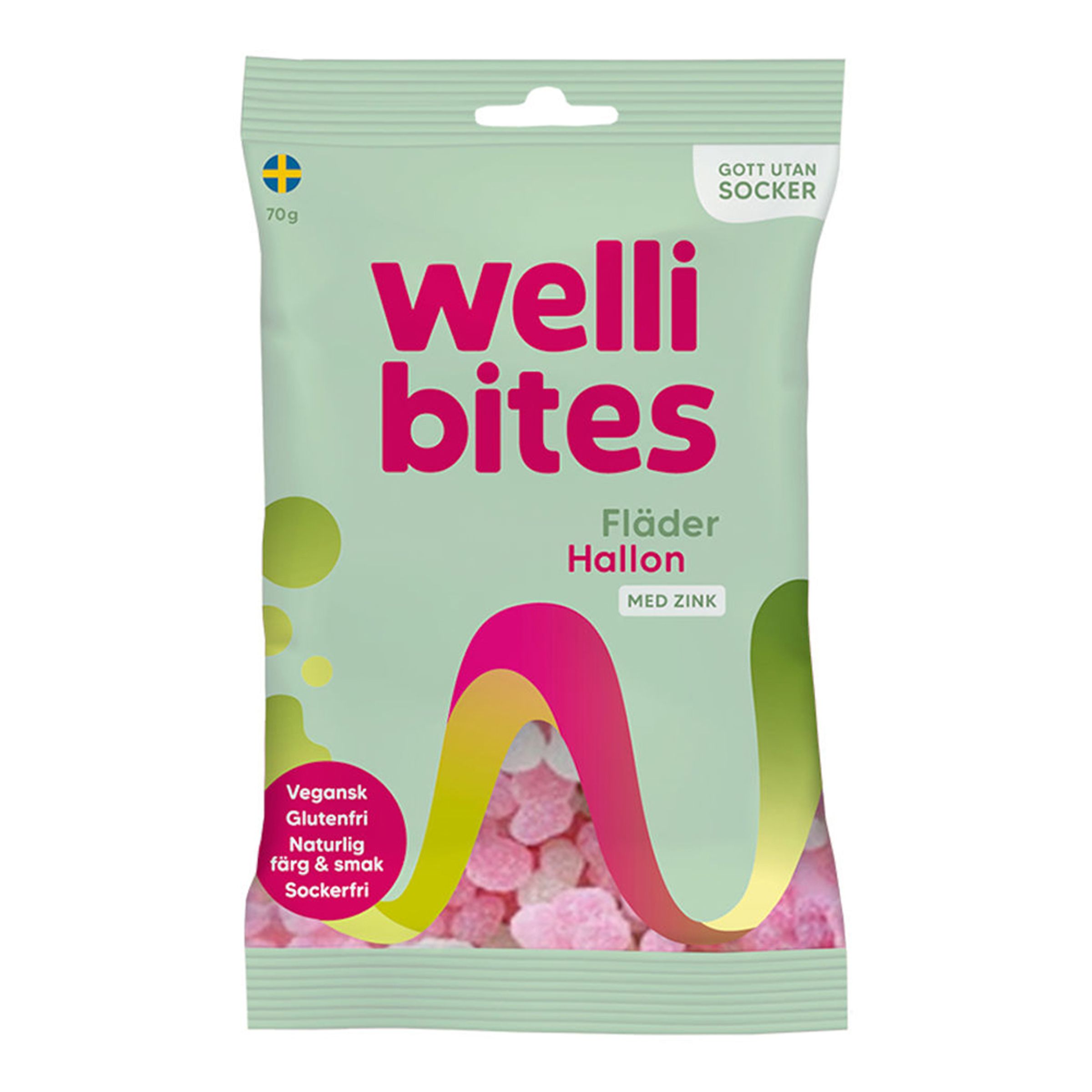 Wellibites Fläder & Hallon - 70 gram