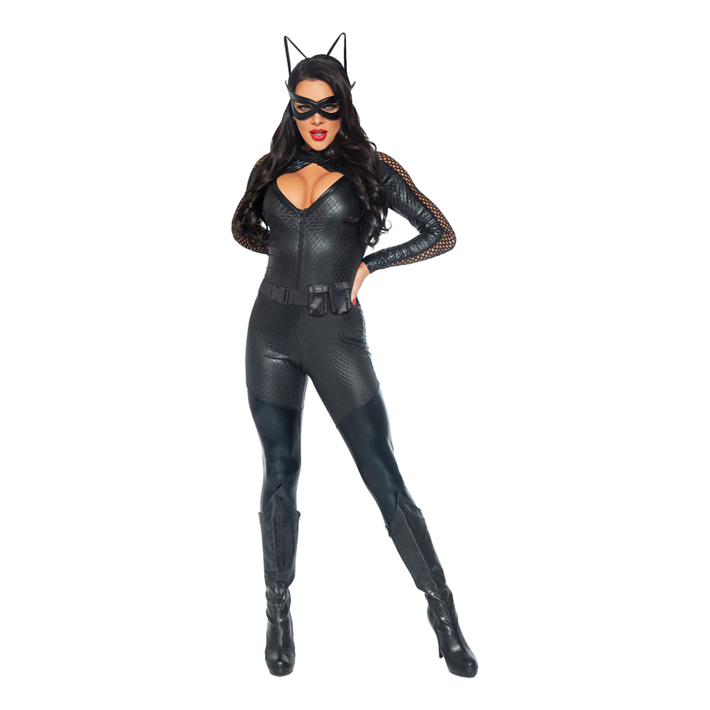 Läs mer om Wicked Kitty Catsuit Deluxe Maskeraddräkt - Small