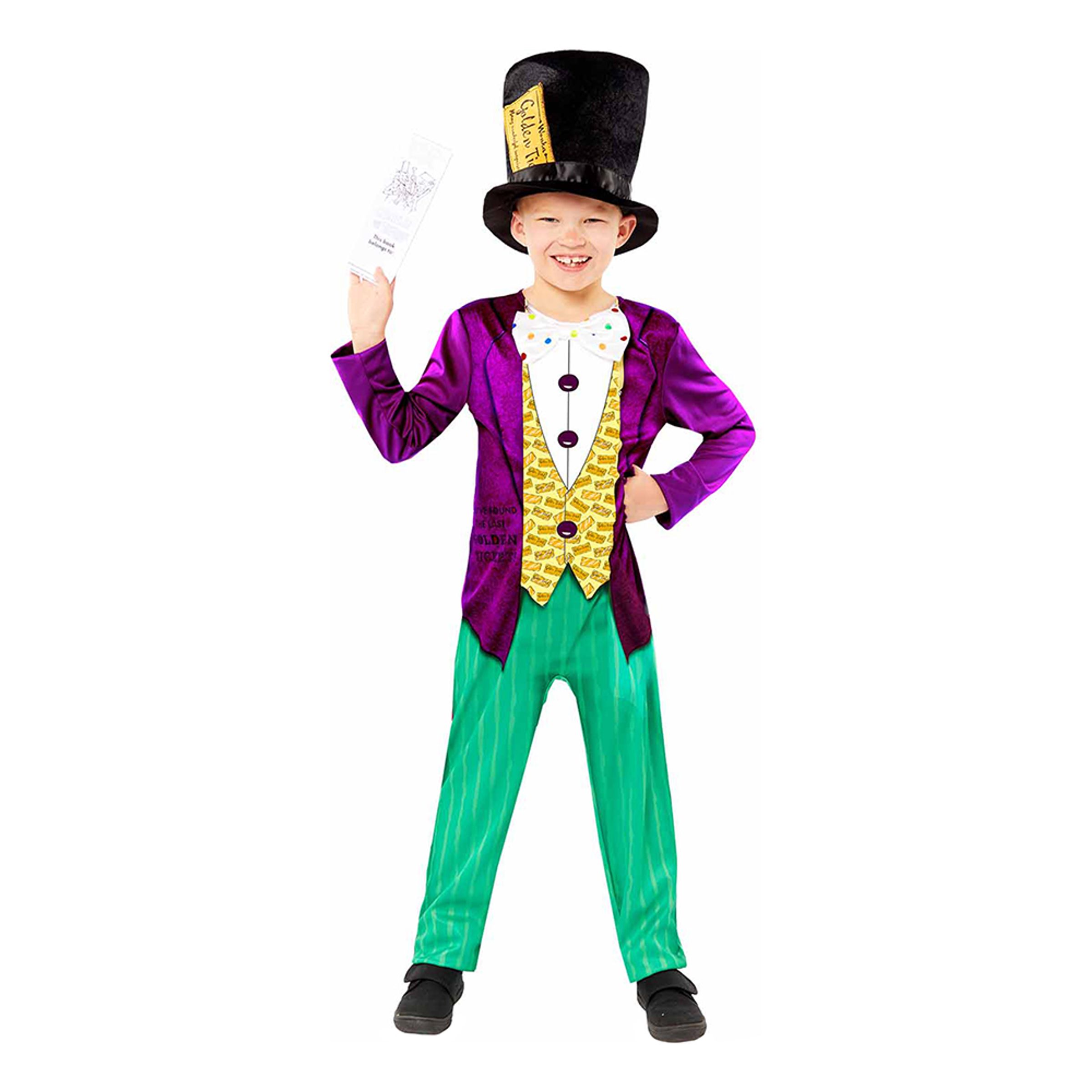 Läs mer om Willy Wonka Jumpsuit Barn Maskeraddräkt - Large