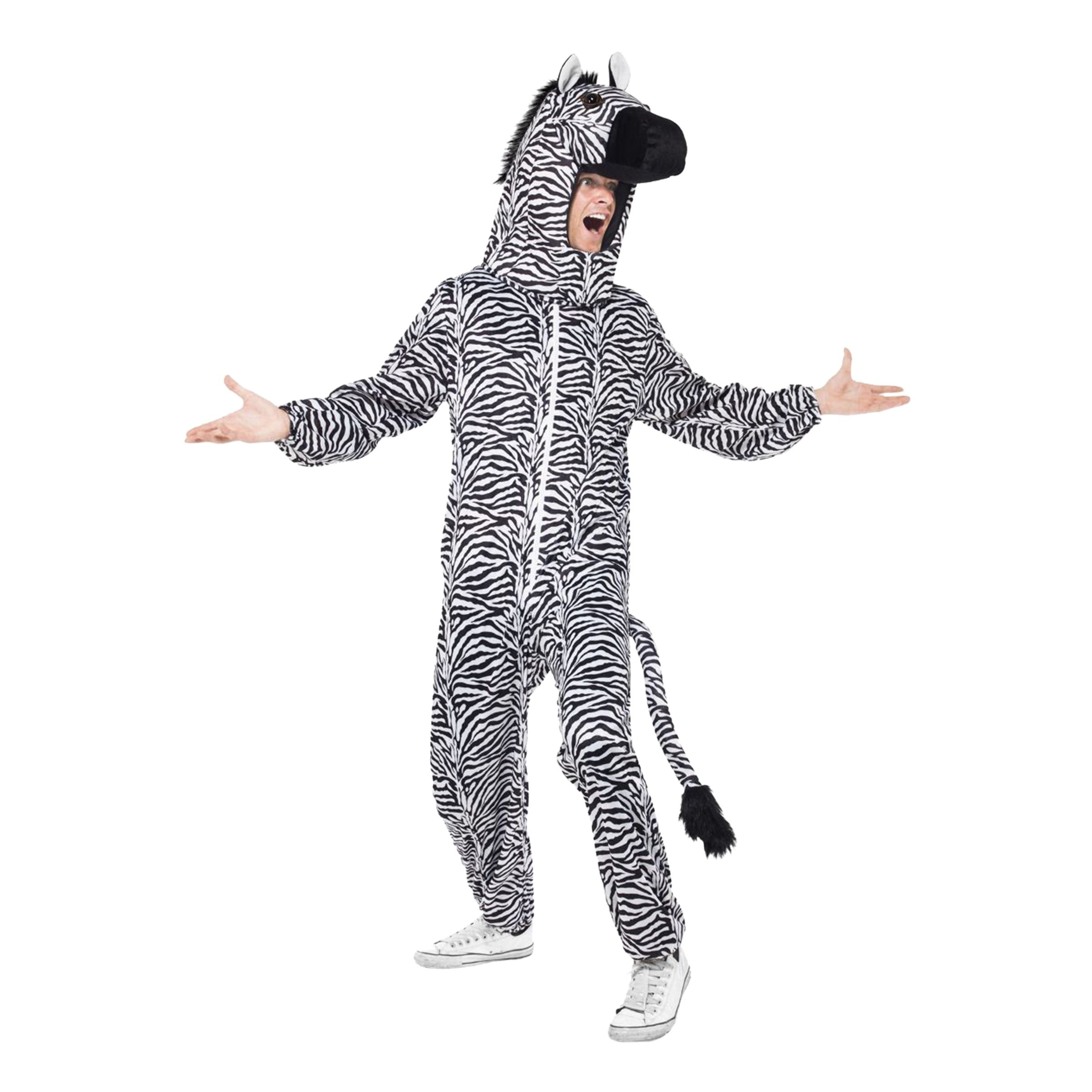 Zebra Jumpsuit Maskeraddräkt - One size