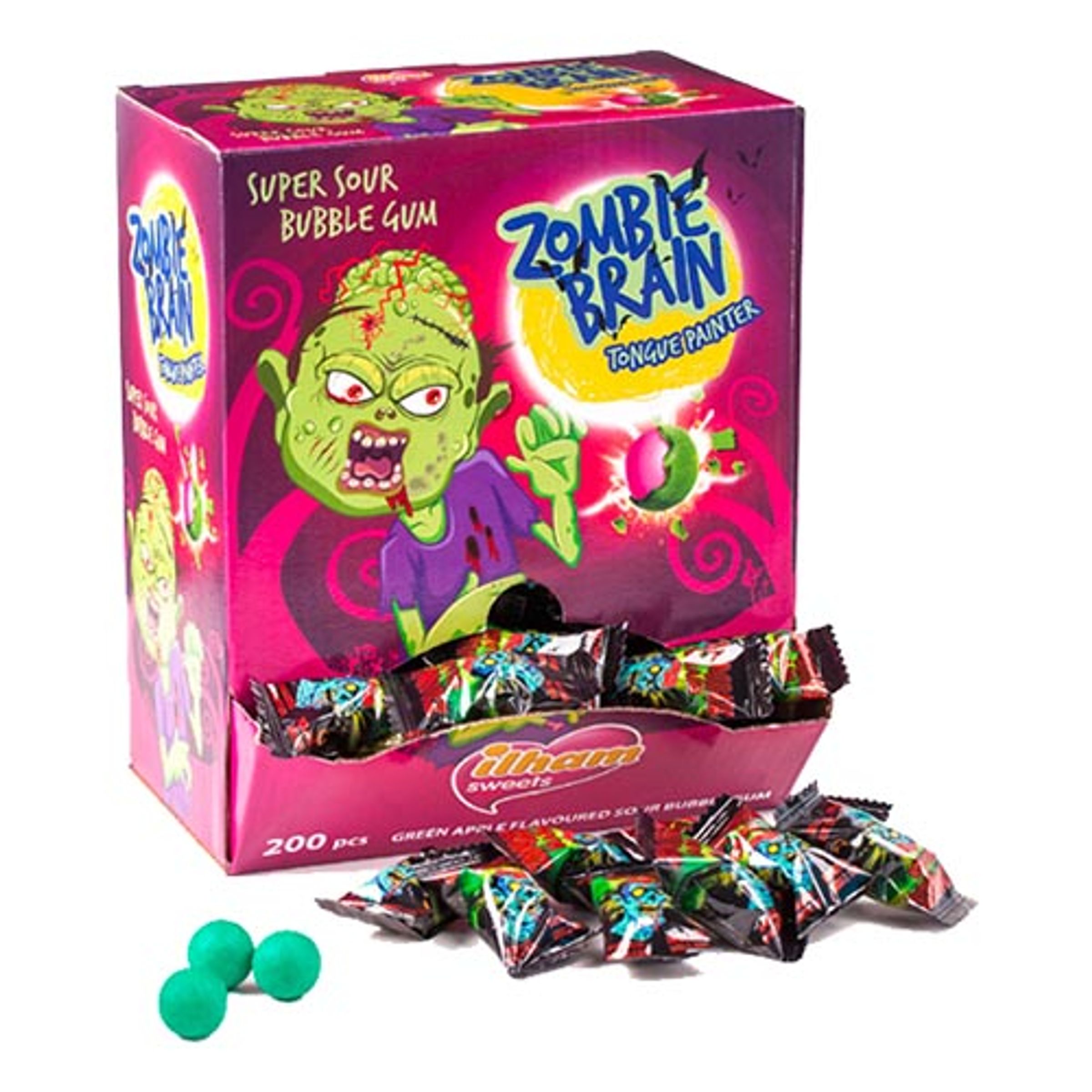 Zombie Brain Tuggummi Storpack - 200-pack