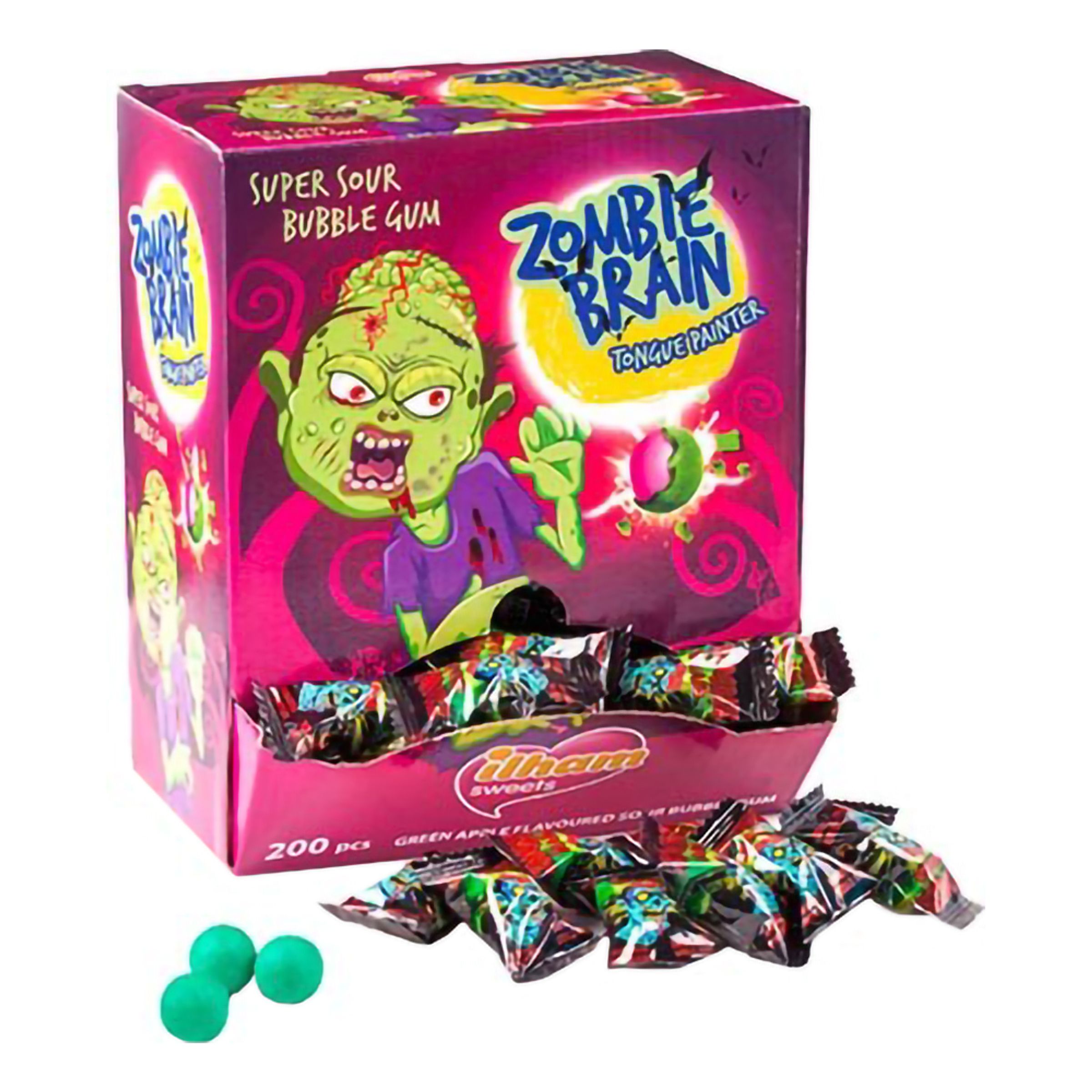 Läs mer om Zombie Brain Bubble Gum Automat - 960 gram