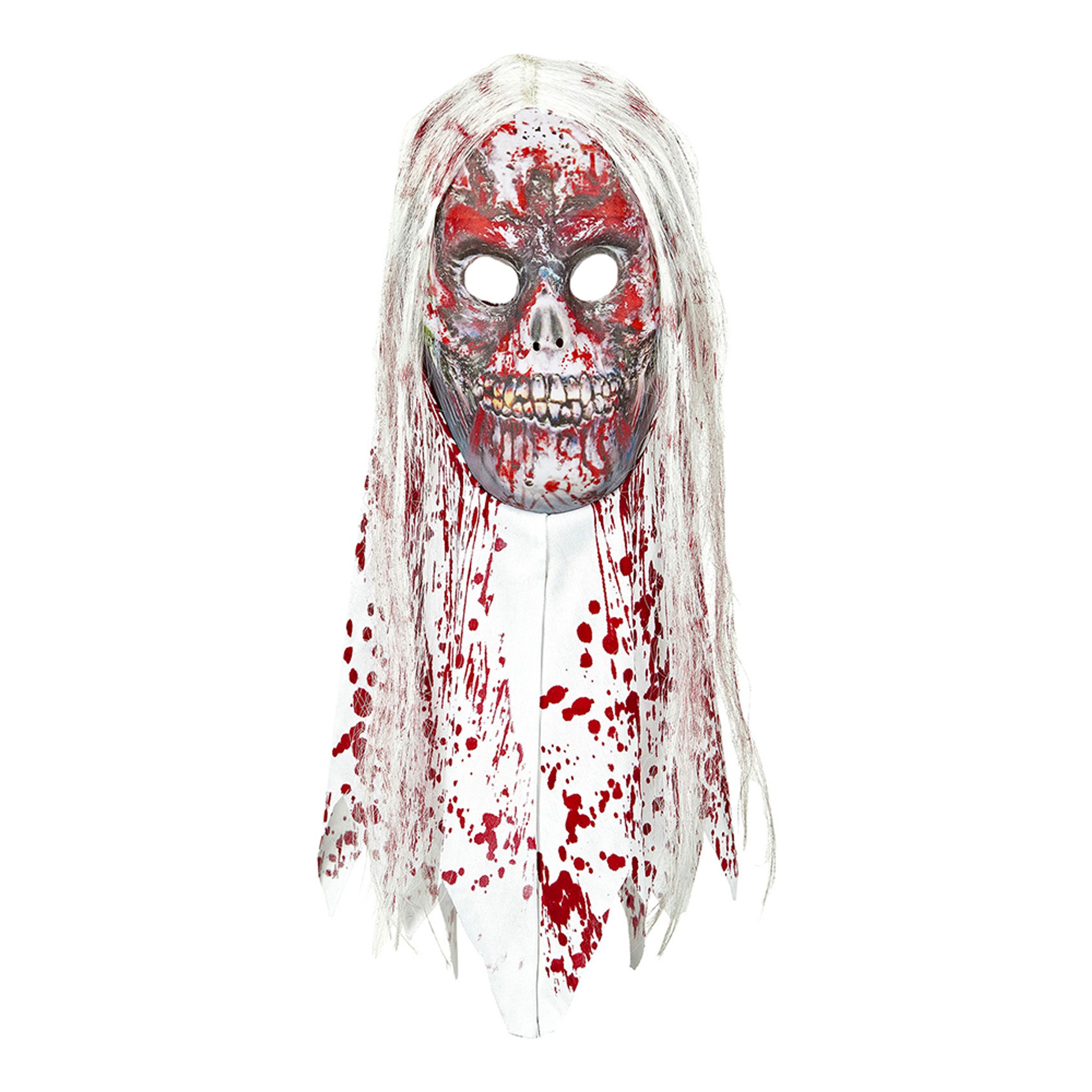 Zombiemask Blodig med Hår & Krage - One size