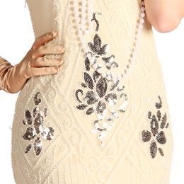 Bildspel - 20-tals Gatsby Klänning Elfenben Maskeraddräkt Deluxe