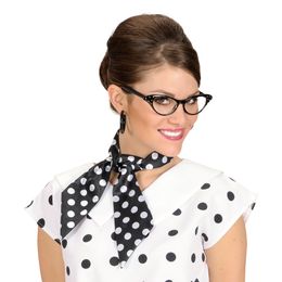 50-tals Sjal Svart med Vita Prickar