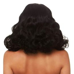 Bildspel - 60-tals Svart Lockig Deluxe Peruk