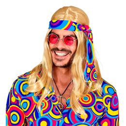 70-tals Blond Lång Peruk med Pannband