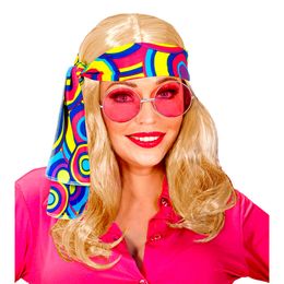 Bildspel - 70-tals Blond Lång Peruk med Pannband