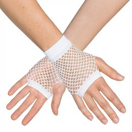 80-tals Fingerlösa Näthandskar Korta Vita