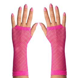 80’er Fingerløse Nethandsker Neonrosa