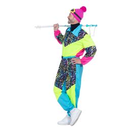 Bildspel - 80-tals Neon Skidoverall Herr Maskeraddräkt