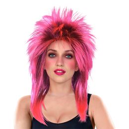 80-luvun Rockstar Vaaleanpunainen Peruukki