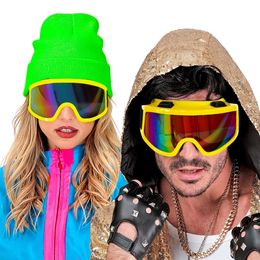 Bildspel - 80-tals Skidglasögon Neongul