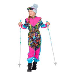 80-tals Skidoverall Rosa/Blå Barn Maskeraddräkt