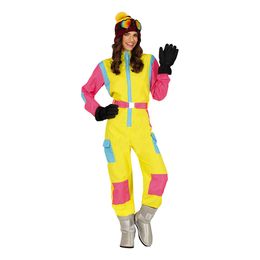80-luvun Skioveralli Vaaleanpunainen/Keltainen Naiset Naamiaisasu