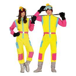 Lysbildefremvisning - 80'er Skioverall Lyserød/Gul Herre Kostume