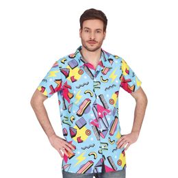 80-tals Skjorta Blå med Mönster