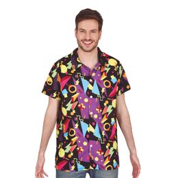 80-tals Skjorta Svart med Mönster