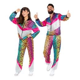 80'er Træningsdragt Neon Leopard Kostume